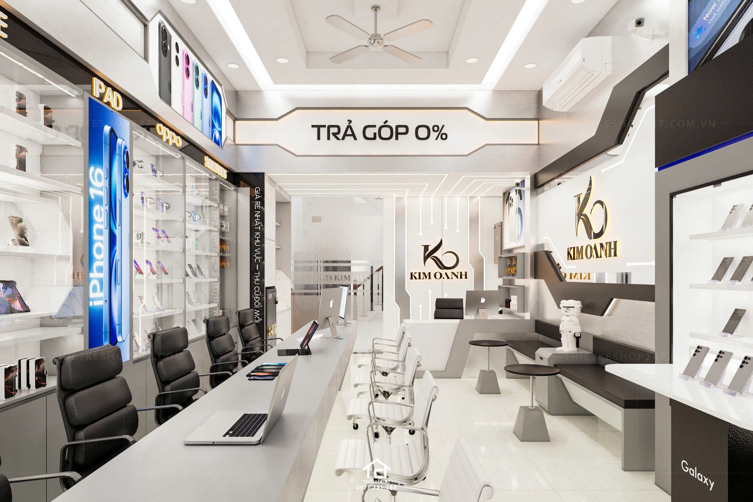 thiết kế shop điện thoại đẹp sang chảnh