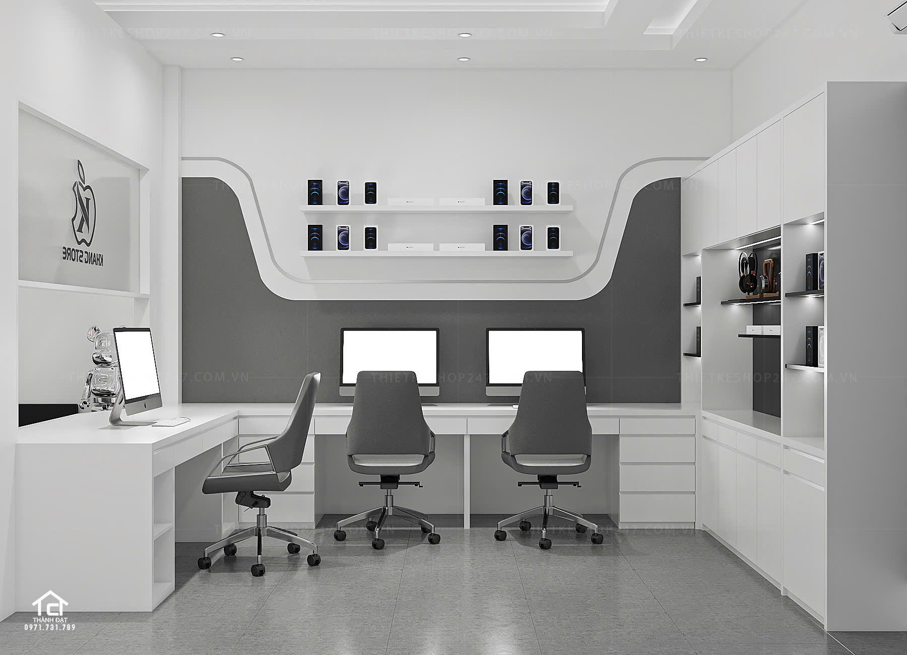 thiết kế shop điện thoại đẹp sang chảnh