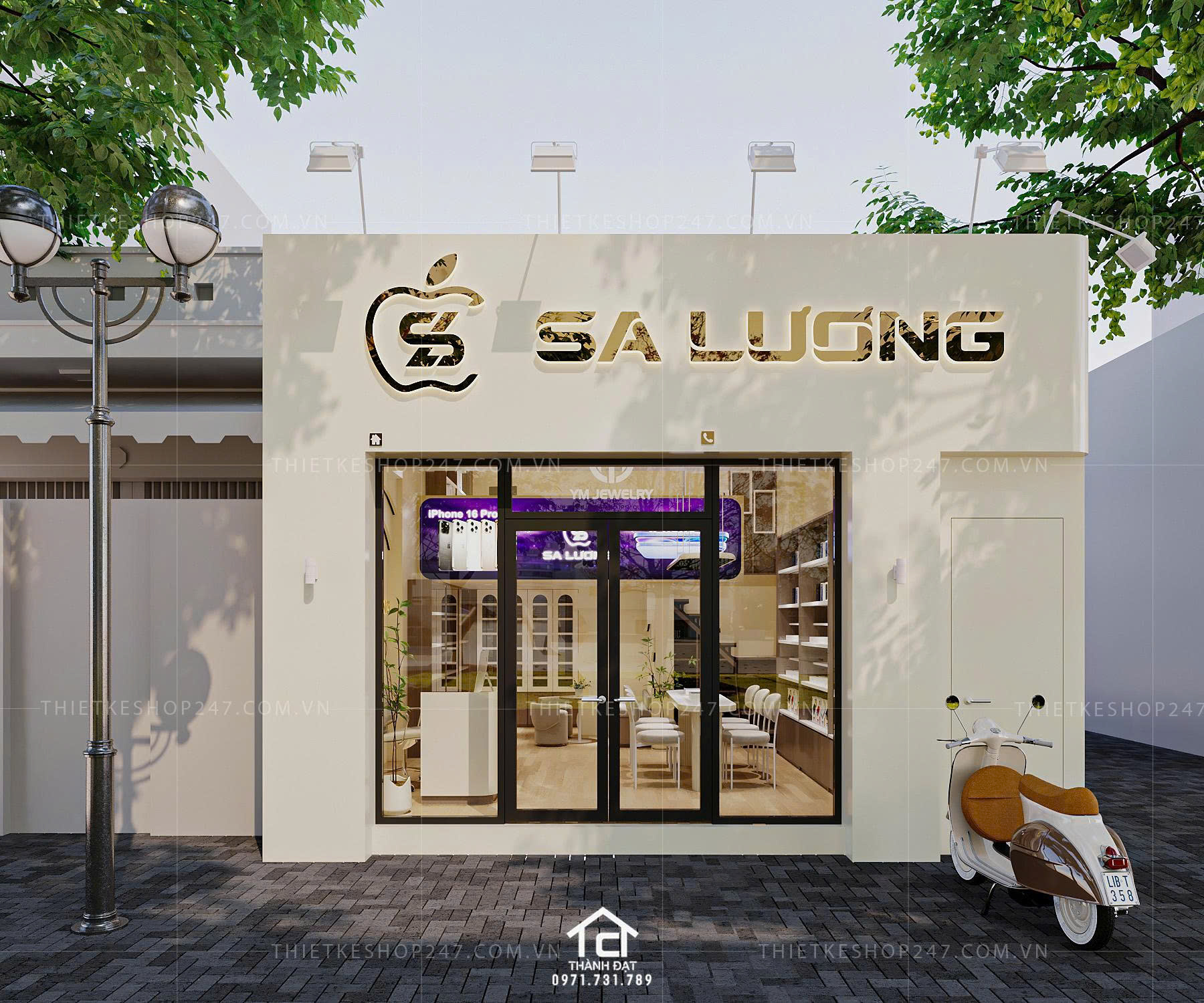 thiết kế shop điện thoại đẹp sang trọng