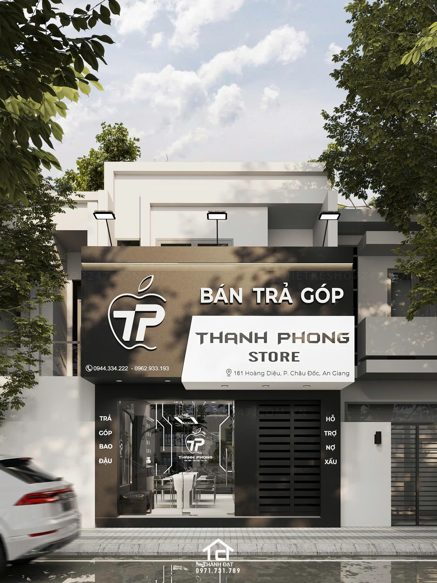 thiết kế shop điện thoại đẹp sang trọng