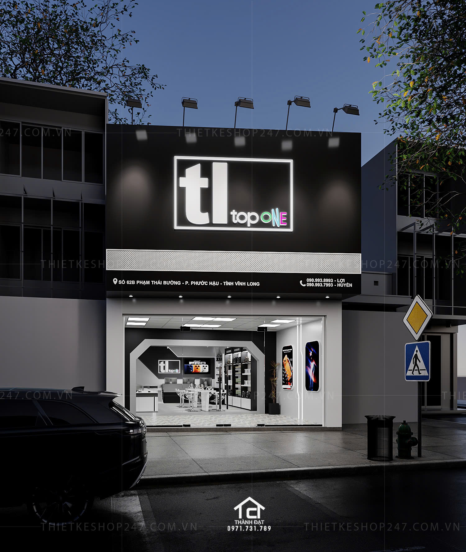 thiết kế shop điện thoại đẹp sang trọng