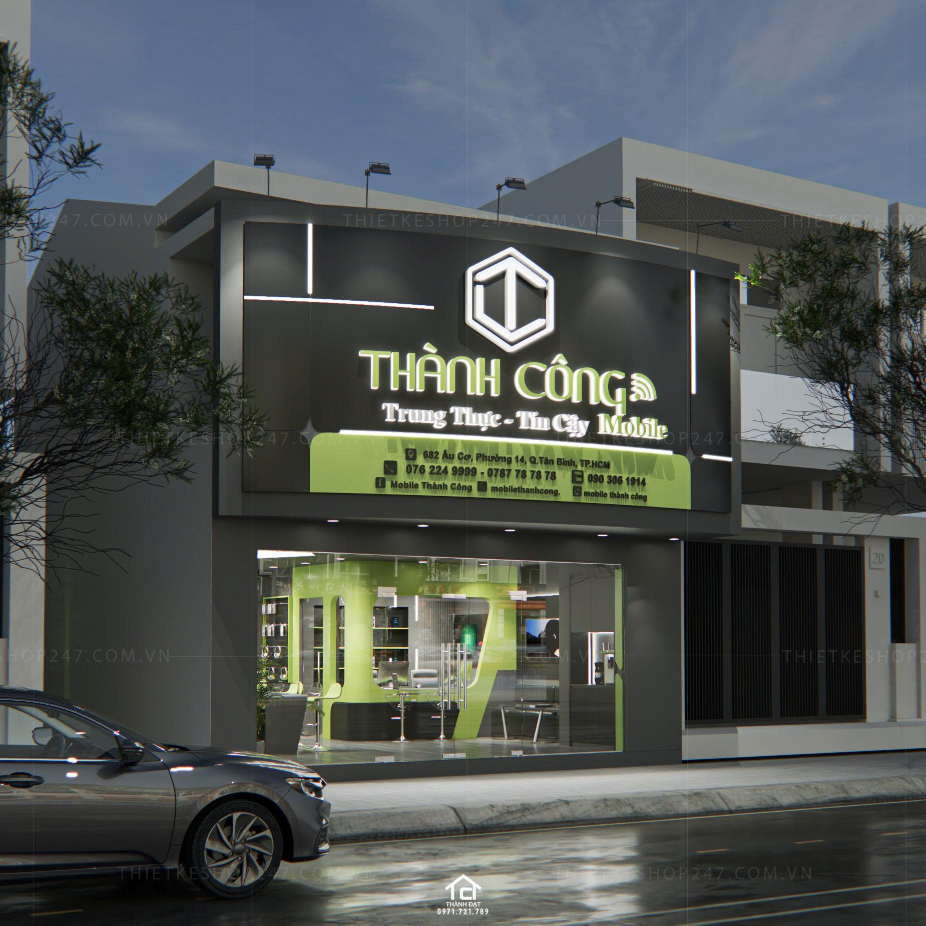 thiết kế shop điện thoại đẹp sang trọng
