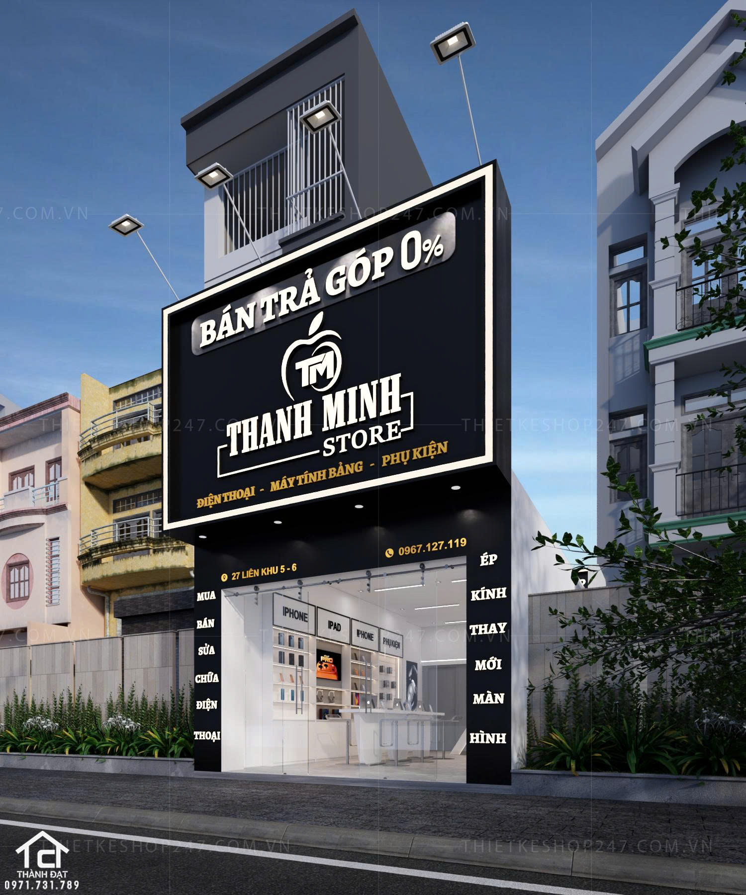 thiết kế shop điện thoại đẹp sang trọng