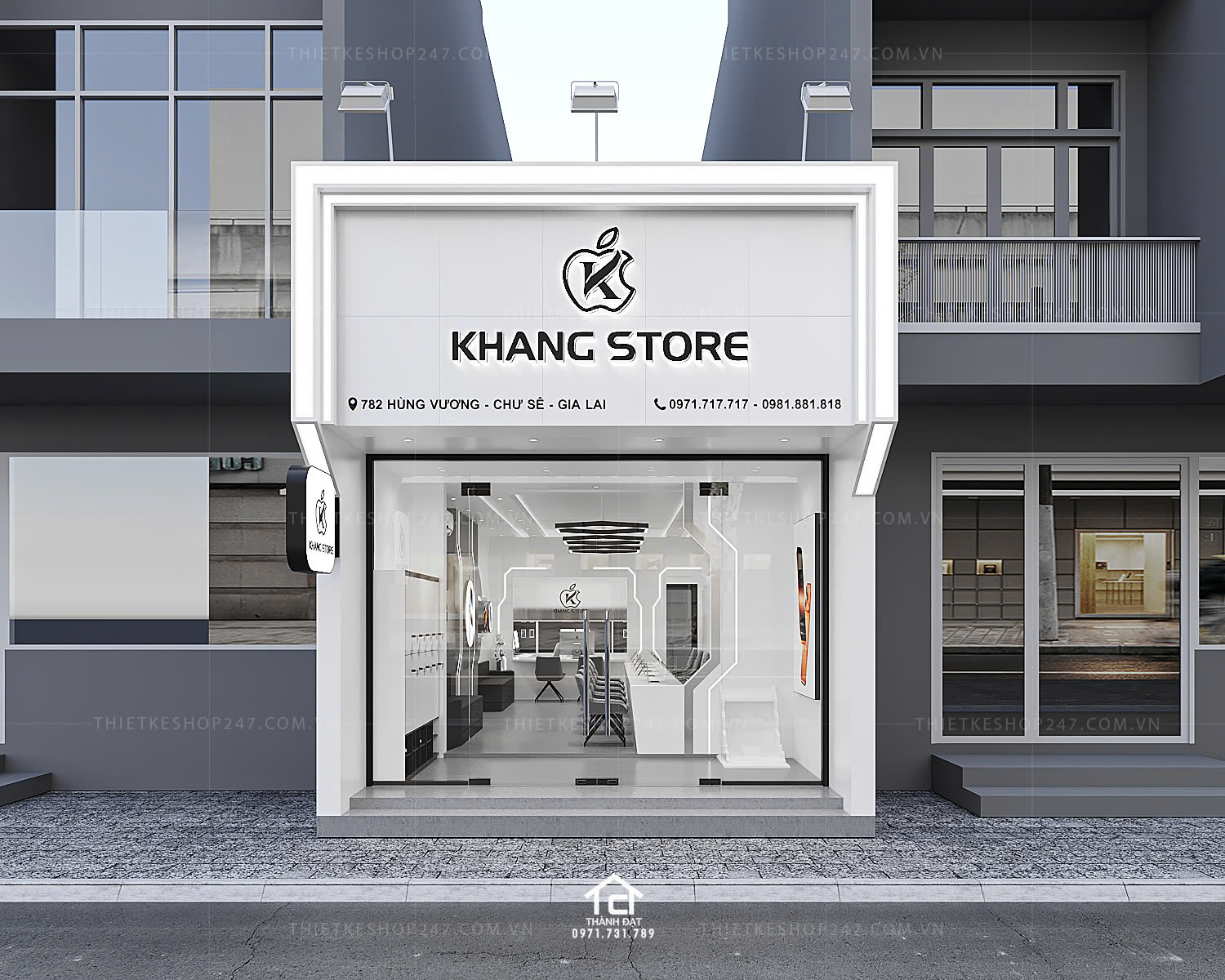 thiết kế shop điện thoại đẹp sang trọng