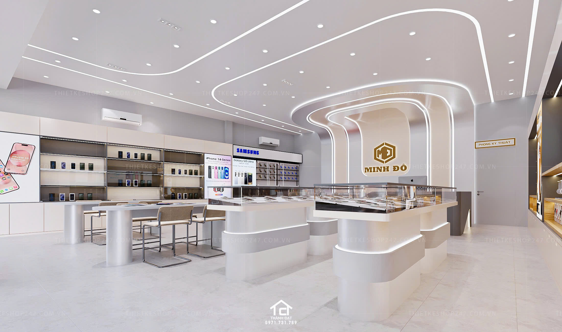 thiết kế shop điện thoại đẹp sang trọng