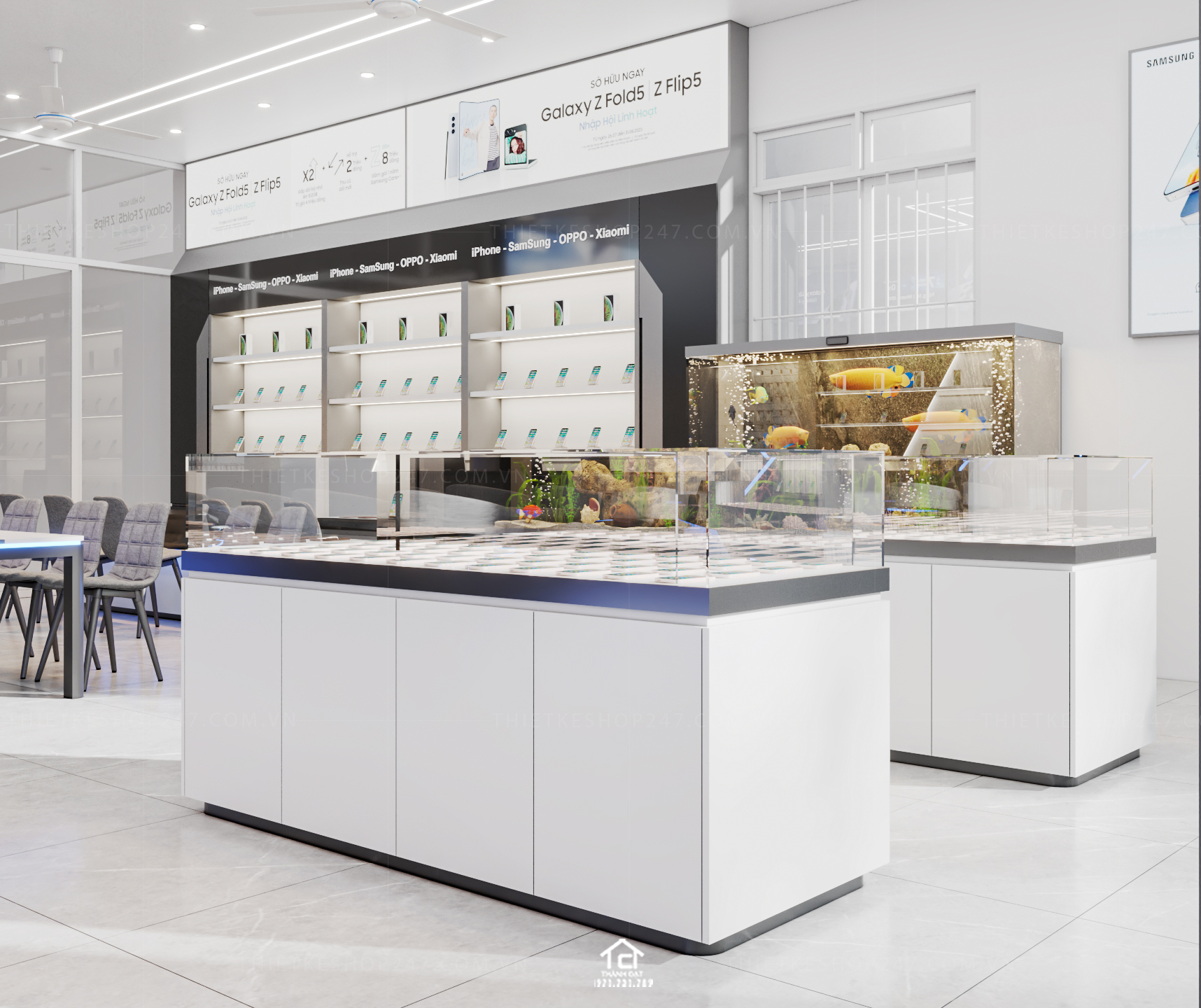 thiết kế shop điện thoại đẹp thoáng mát