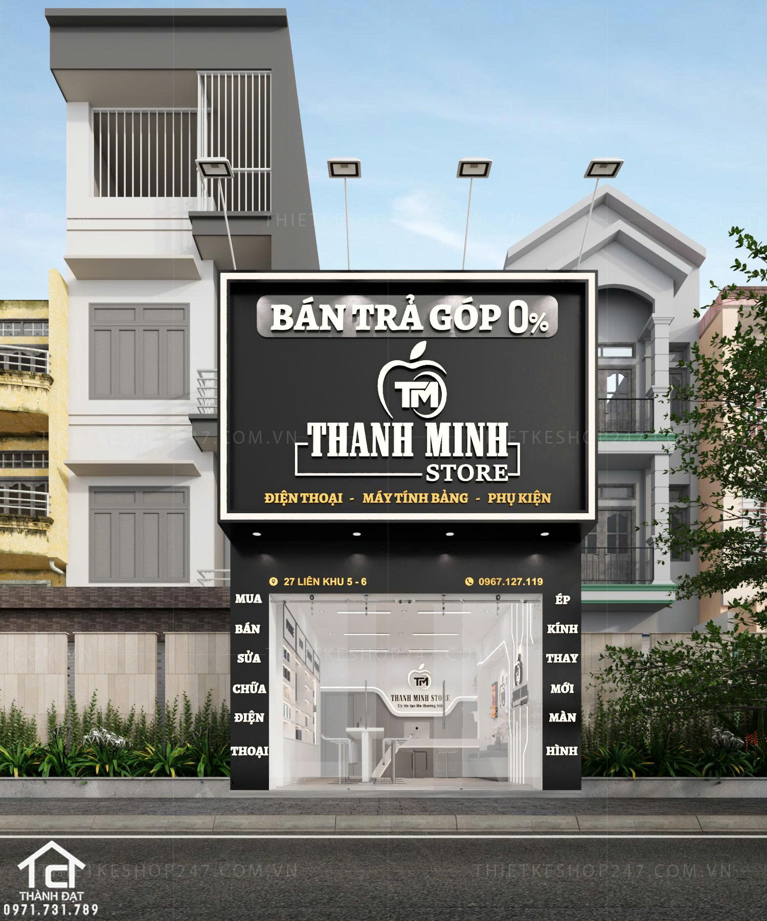 Thiết kế shop điện thoại đẹp thu hút