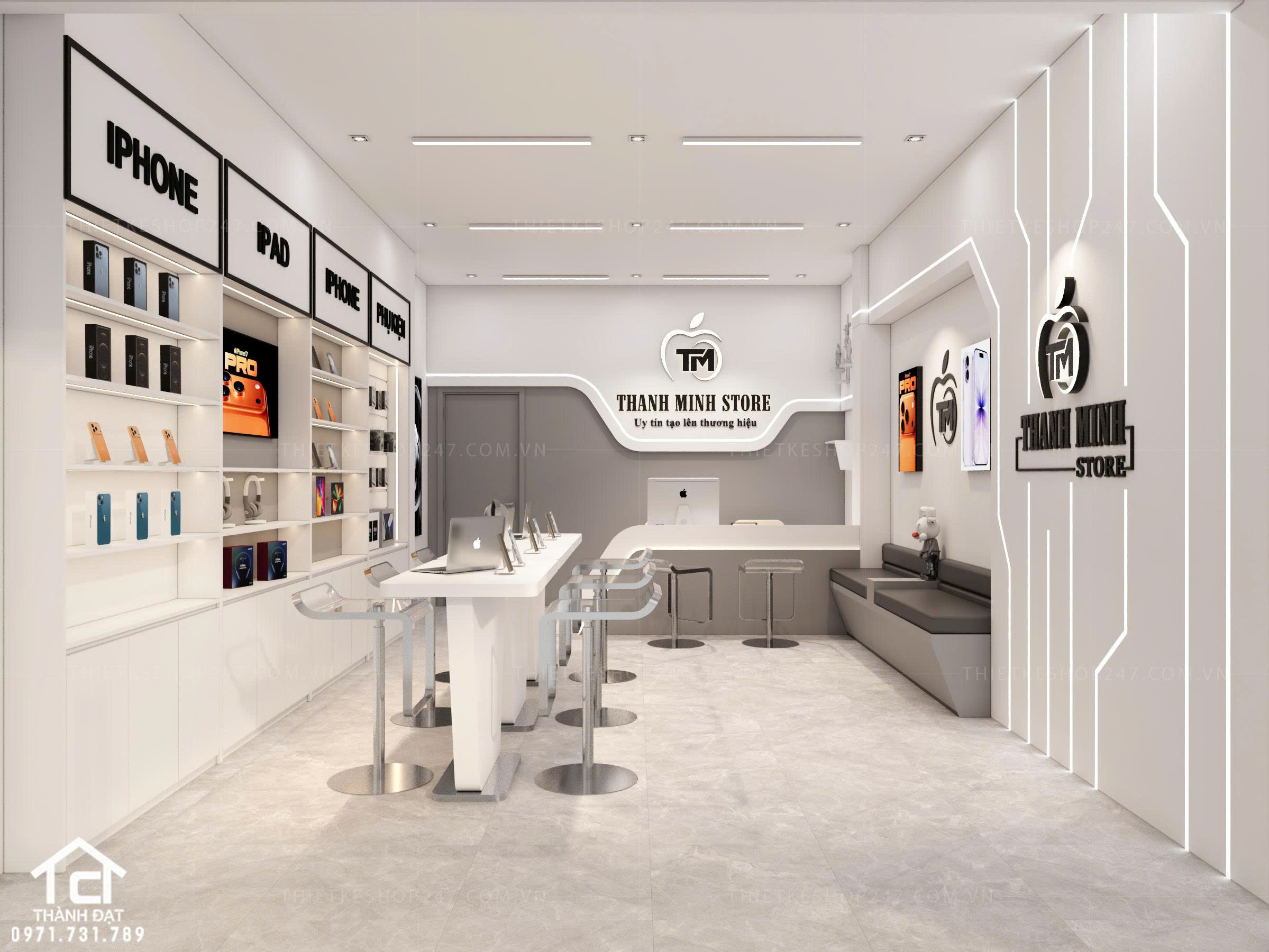 Thiết kế shop điện thoại đẹp trẻ trung