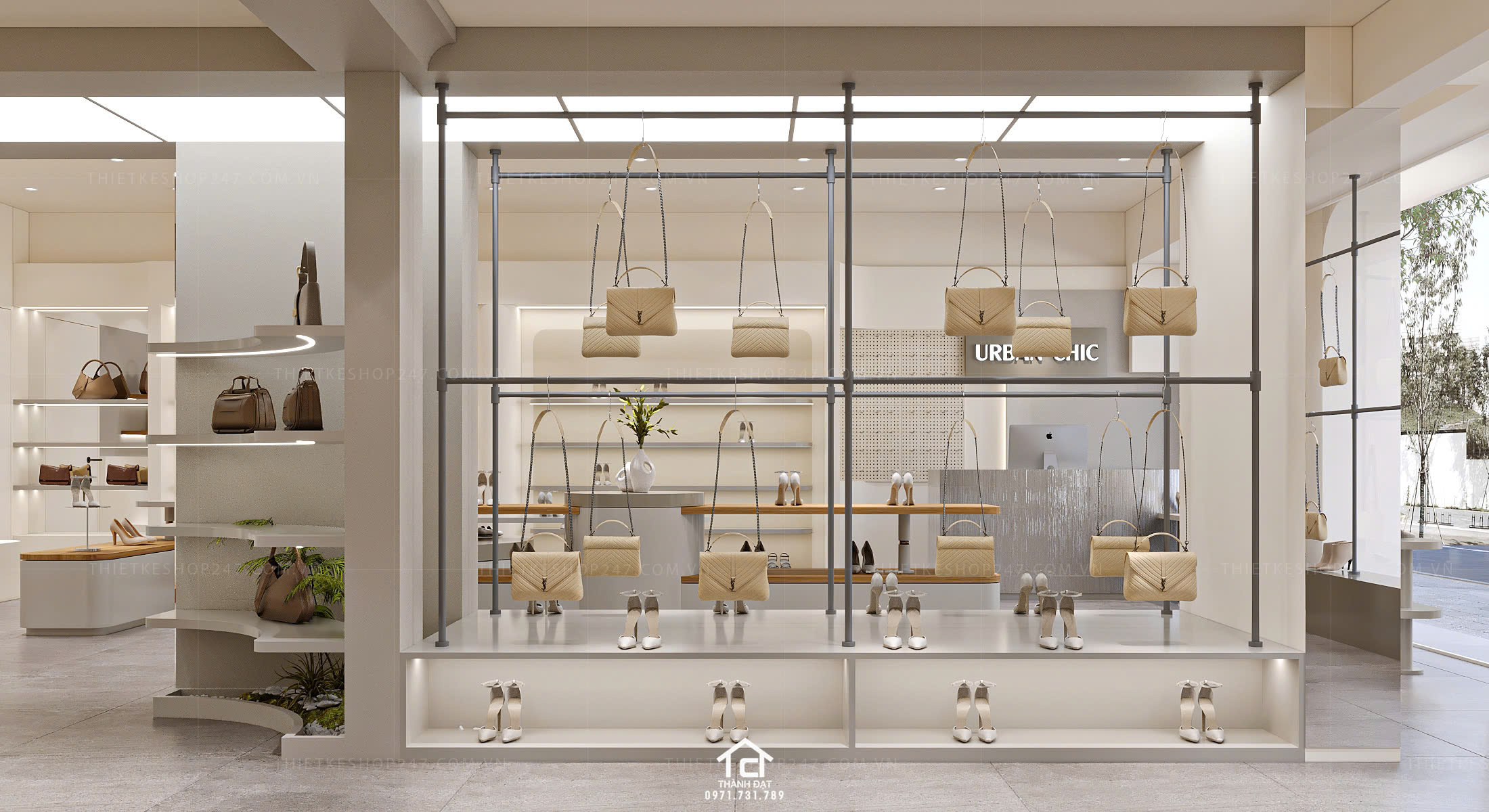 thiết kế shop giày dép đẹp dịu dàng