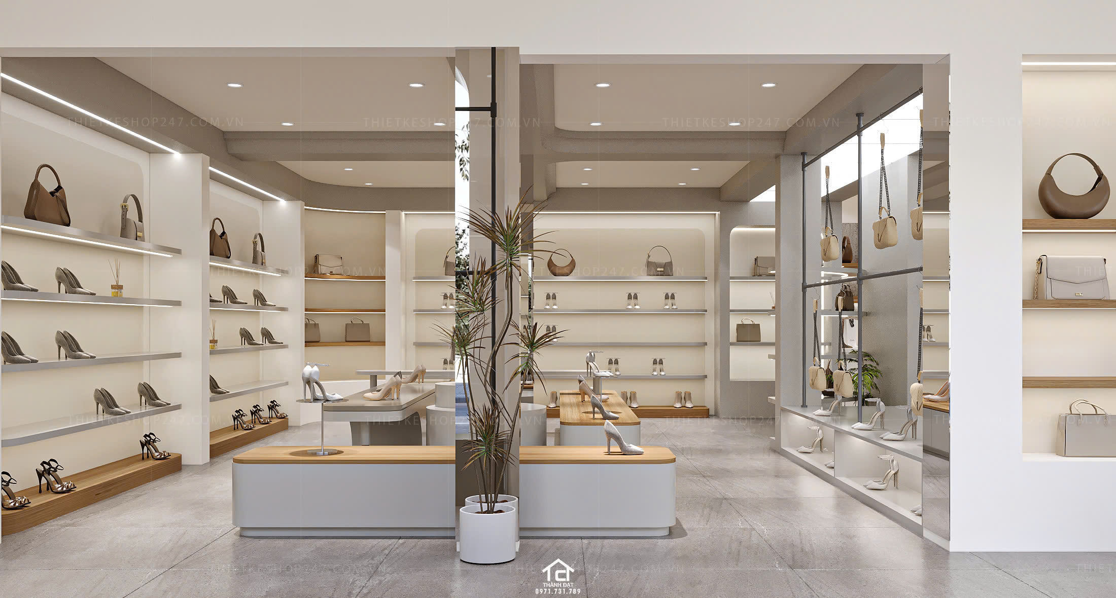 thiết kế shop giày dép đẹp hài hòa