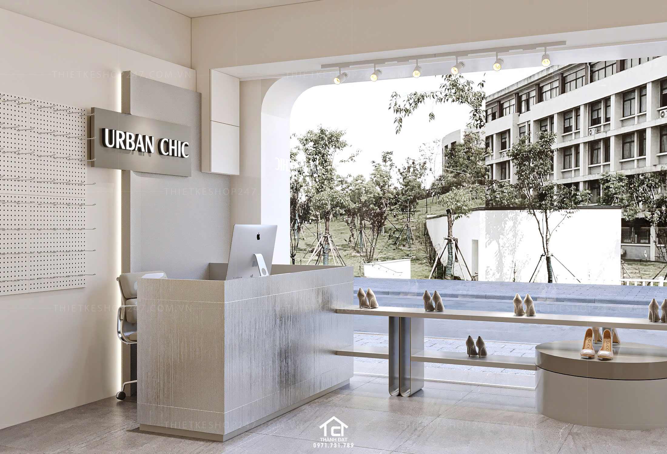 thiết kế shop giày dép đẹp hiện đại