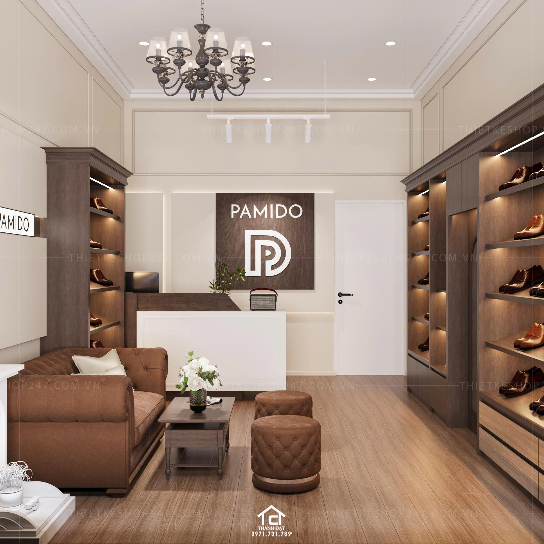 thiết kế shop giày dép đẹp hiện đại