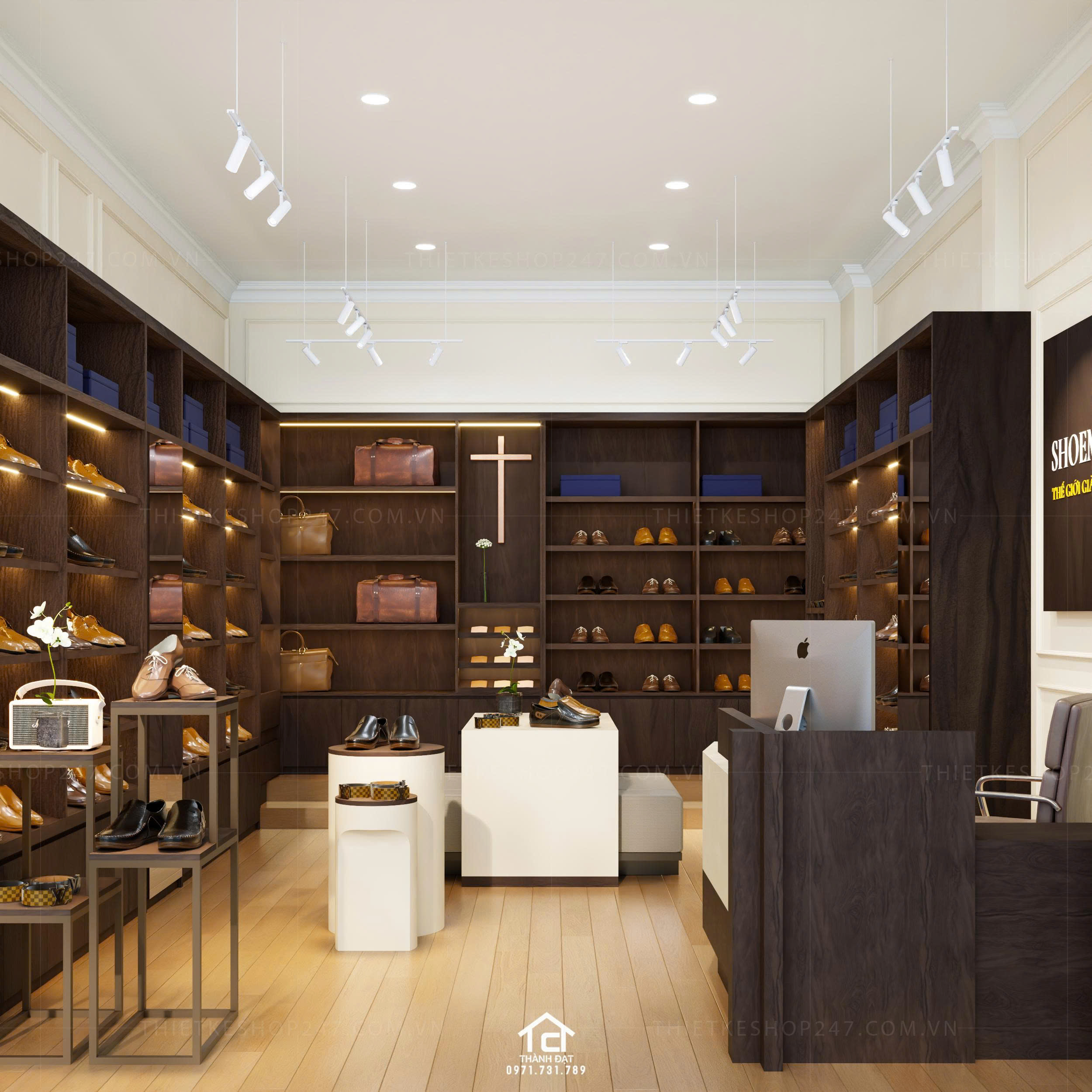 thiết kế shop giày dép đẹp hiện đại