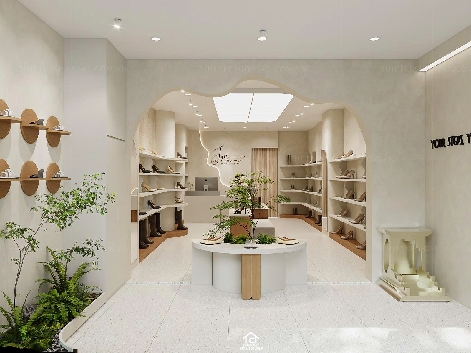 thiết kế shop giày dép đẹp hiện đại
