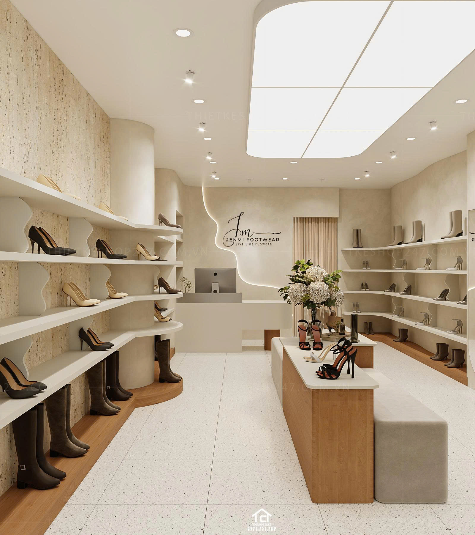thiết kế shop giày dép đẹp lôi cuốn