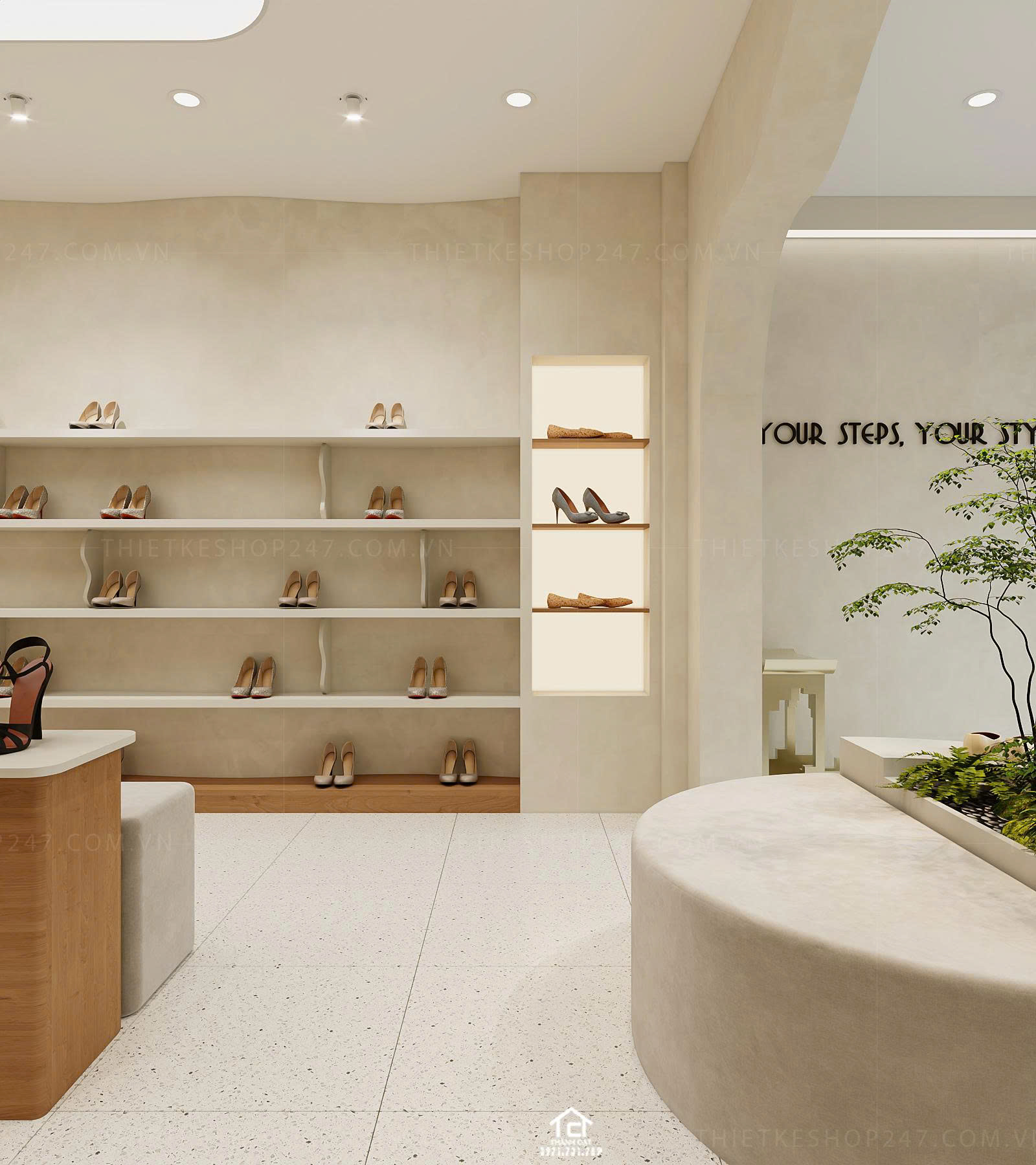 thiết kế shop giày dép đẹp lung linh