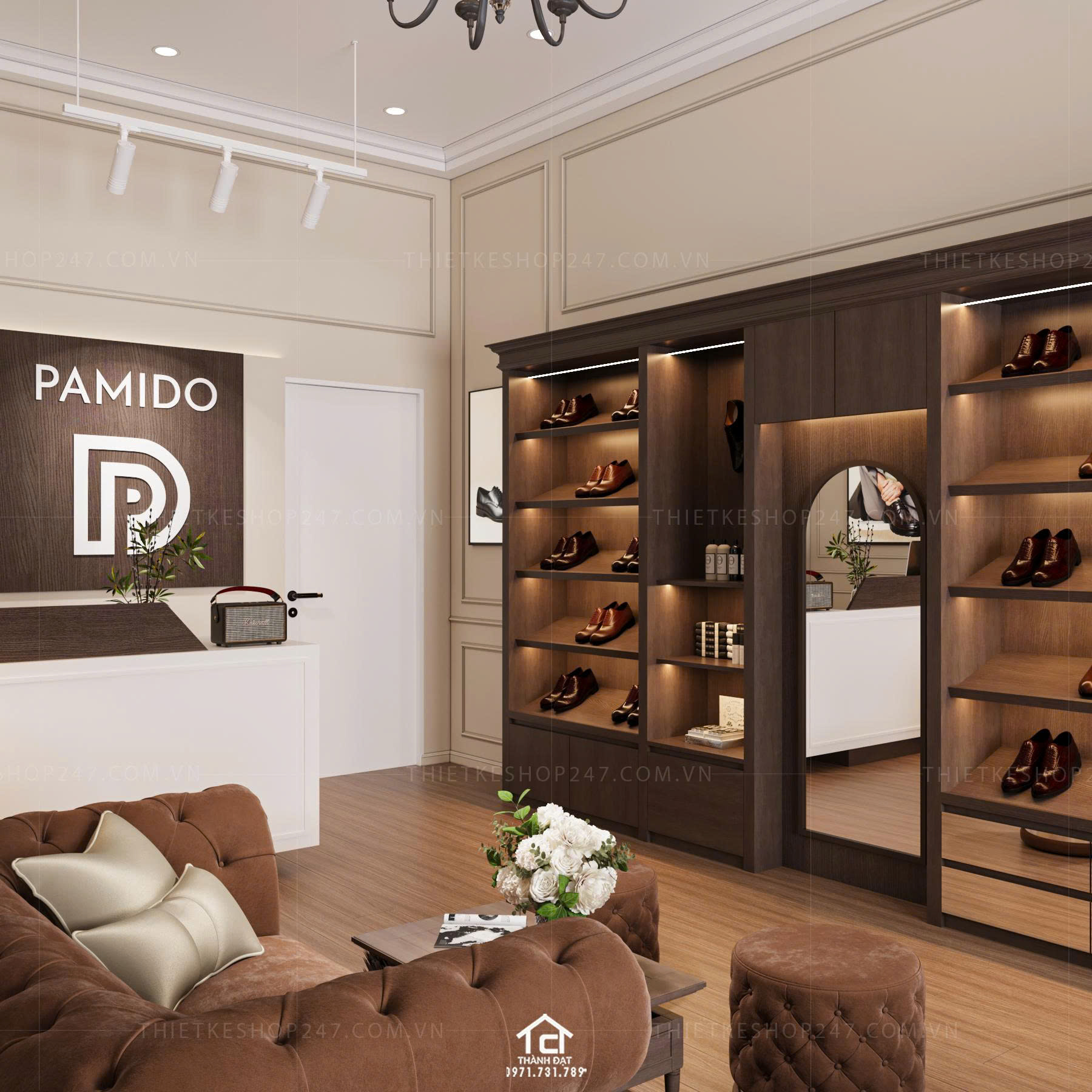 thiết kế shop giày dép đẹp phong cách