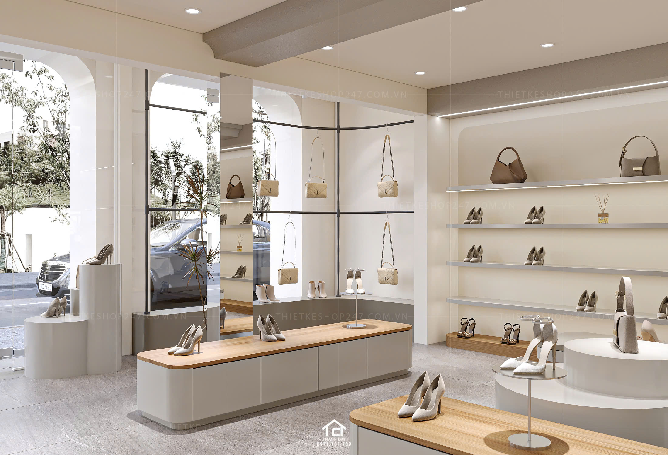 thiết kế shop giày dép đẹp rộng lớn