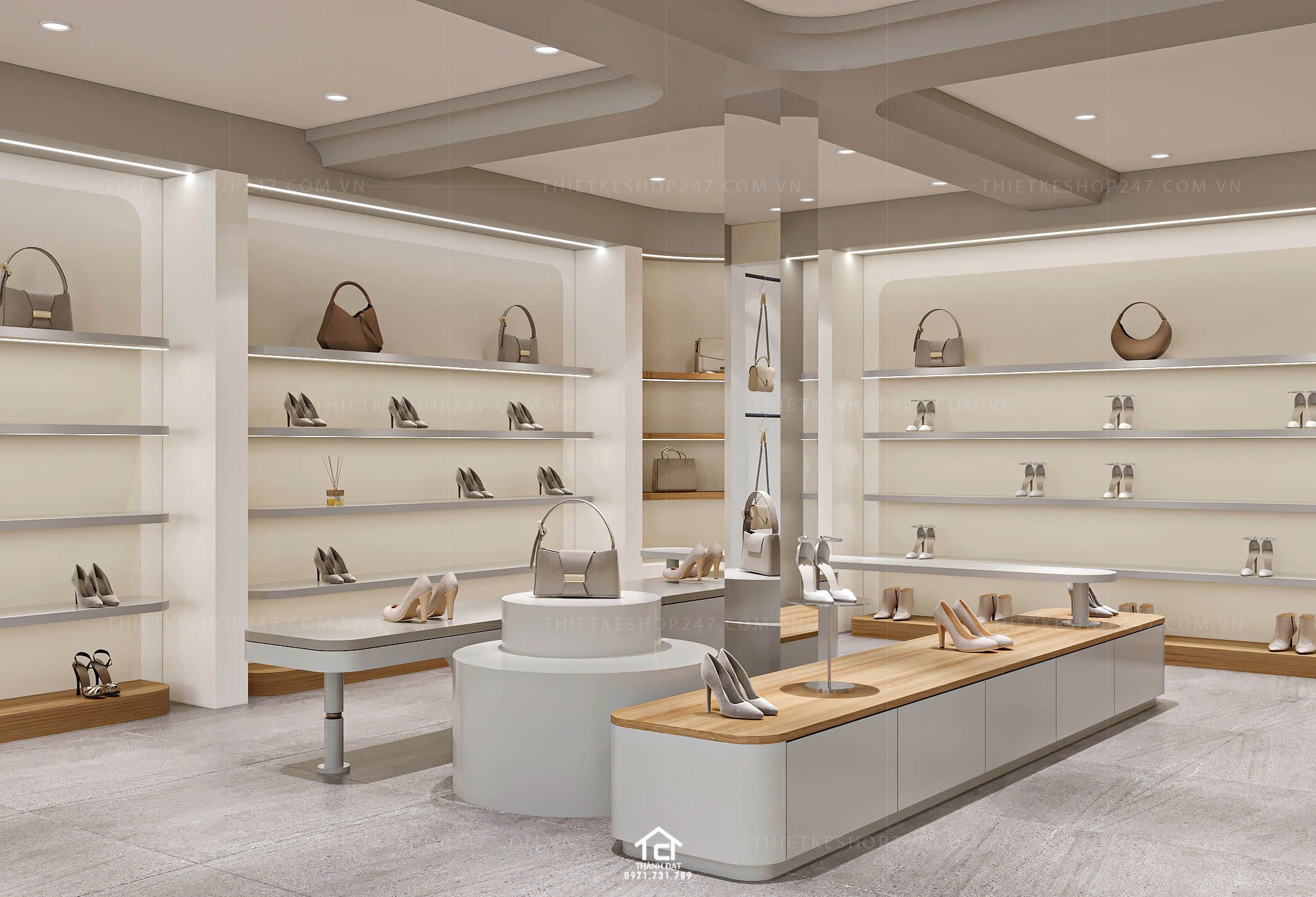 thiết kế shop giày dép đẹp sang chảnh