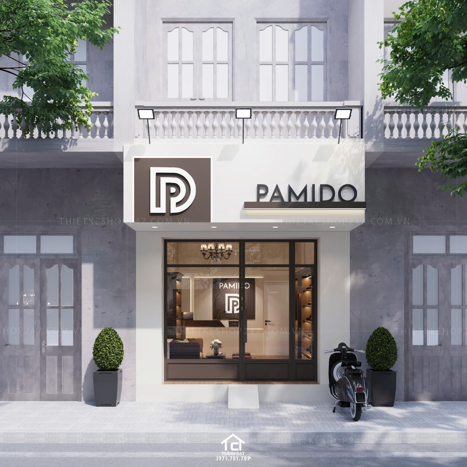 thiết kế shop giày dép đẹp sang trọng