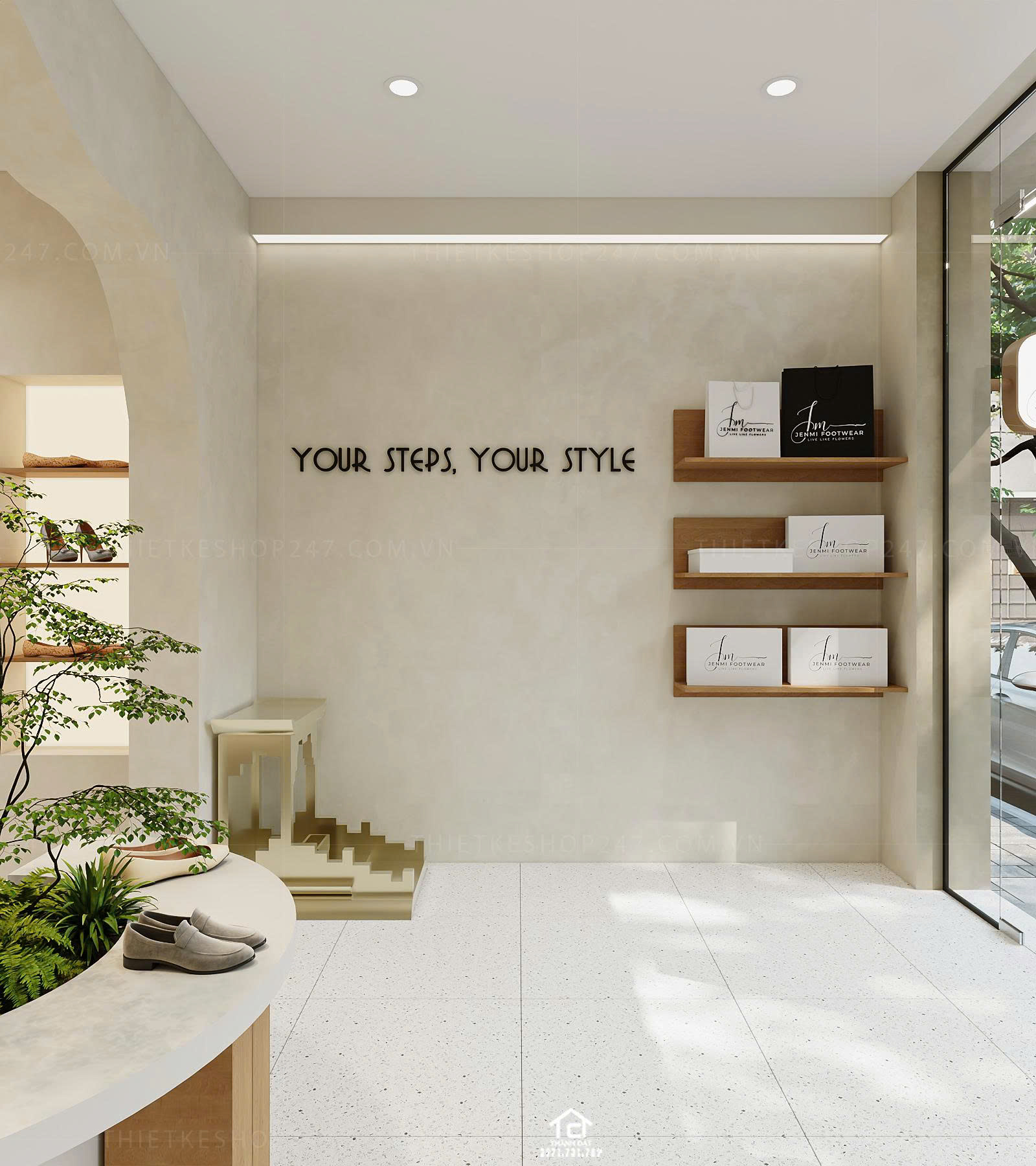 thiết kế shop giày dép đẹp sinh động