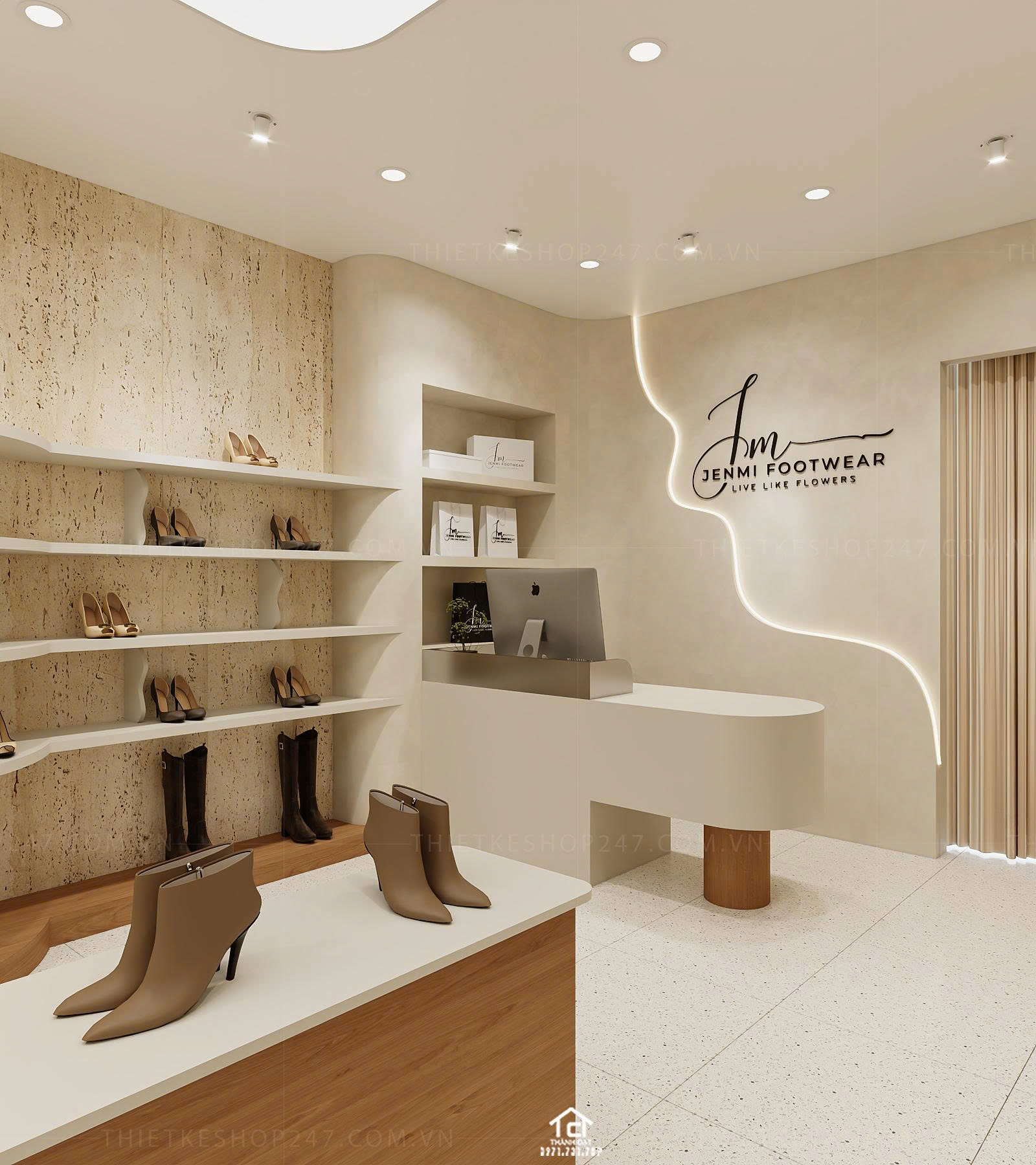 thiết kế shop giày dép đẹp tinh tế