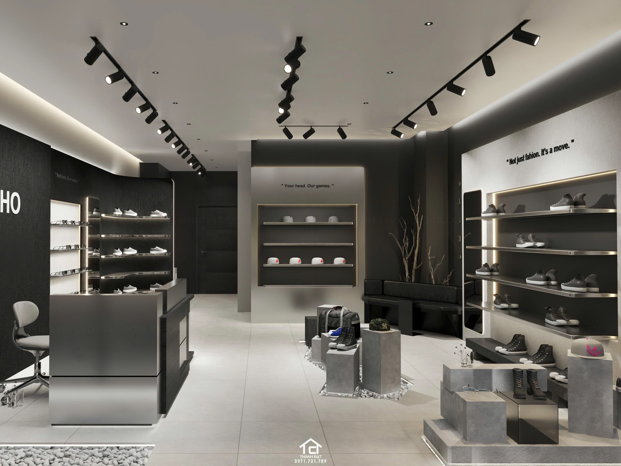 thiết kế shop giày dép đẹp trẻ trung