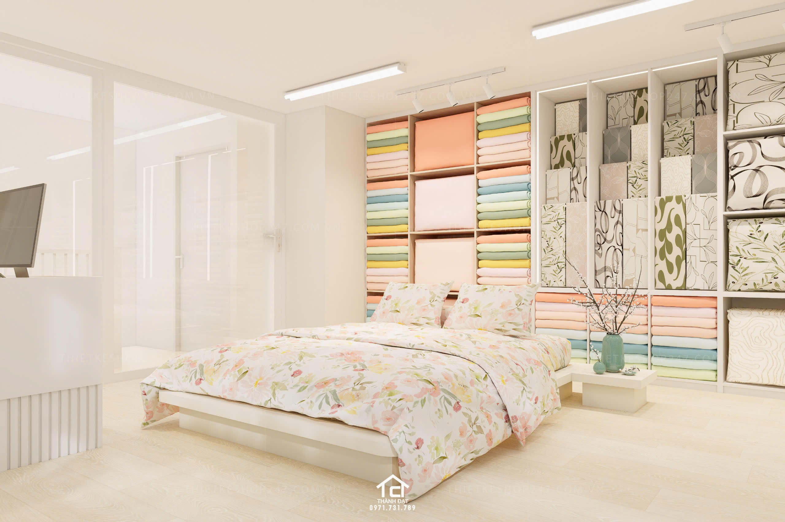 thiết kế shop grap gối đẹp hiện đại