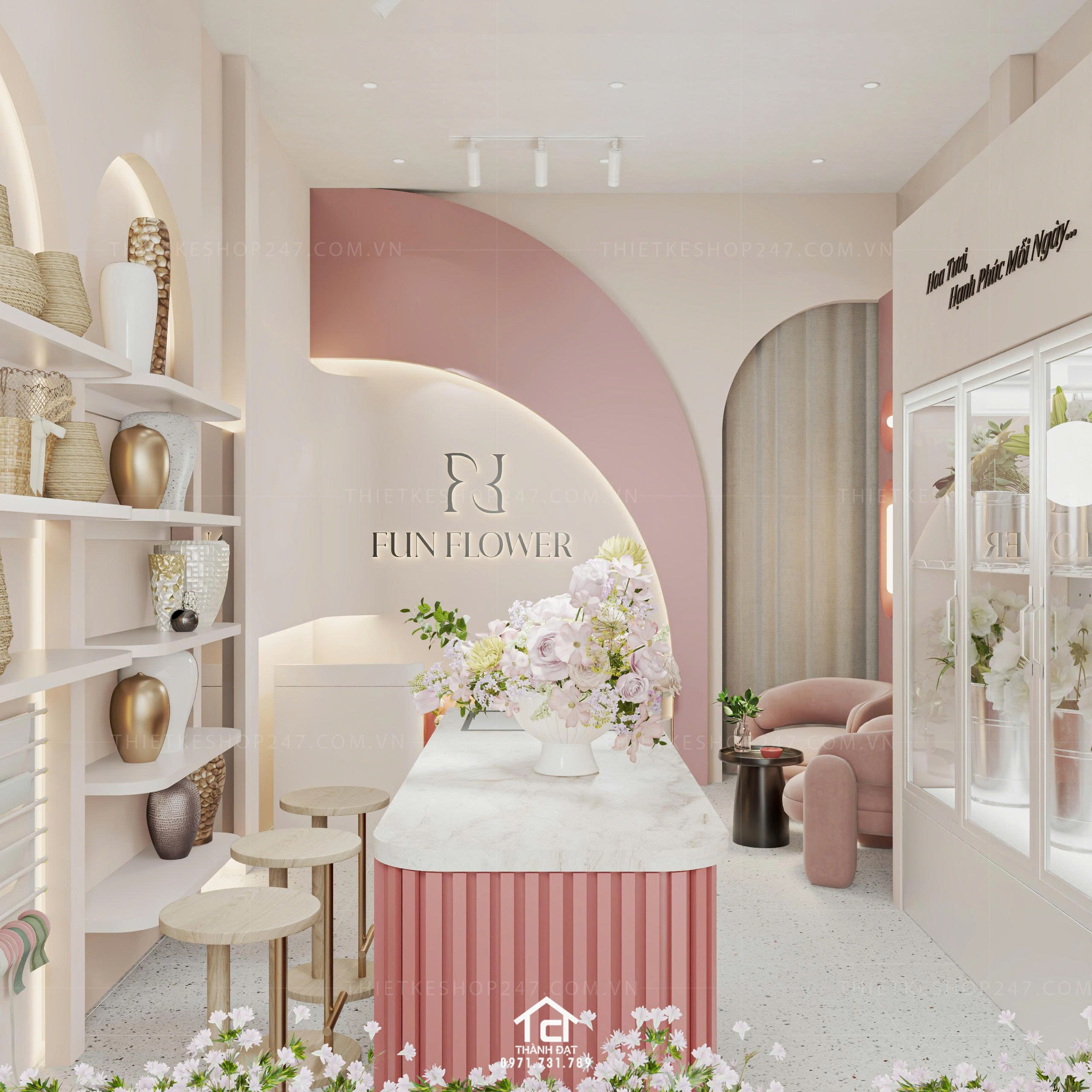 thiết kế shop hoa đẹp sang trọng