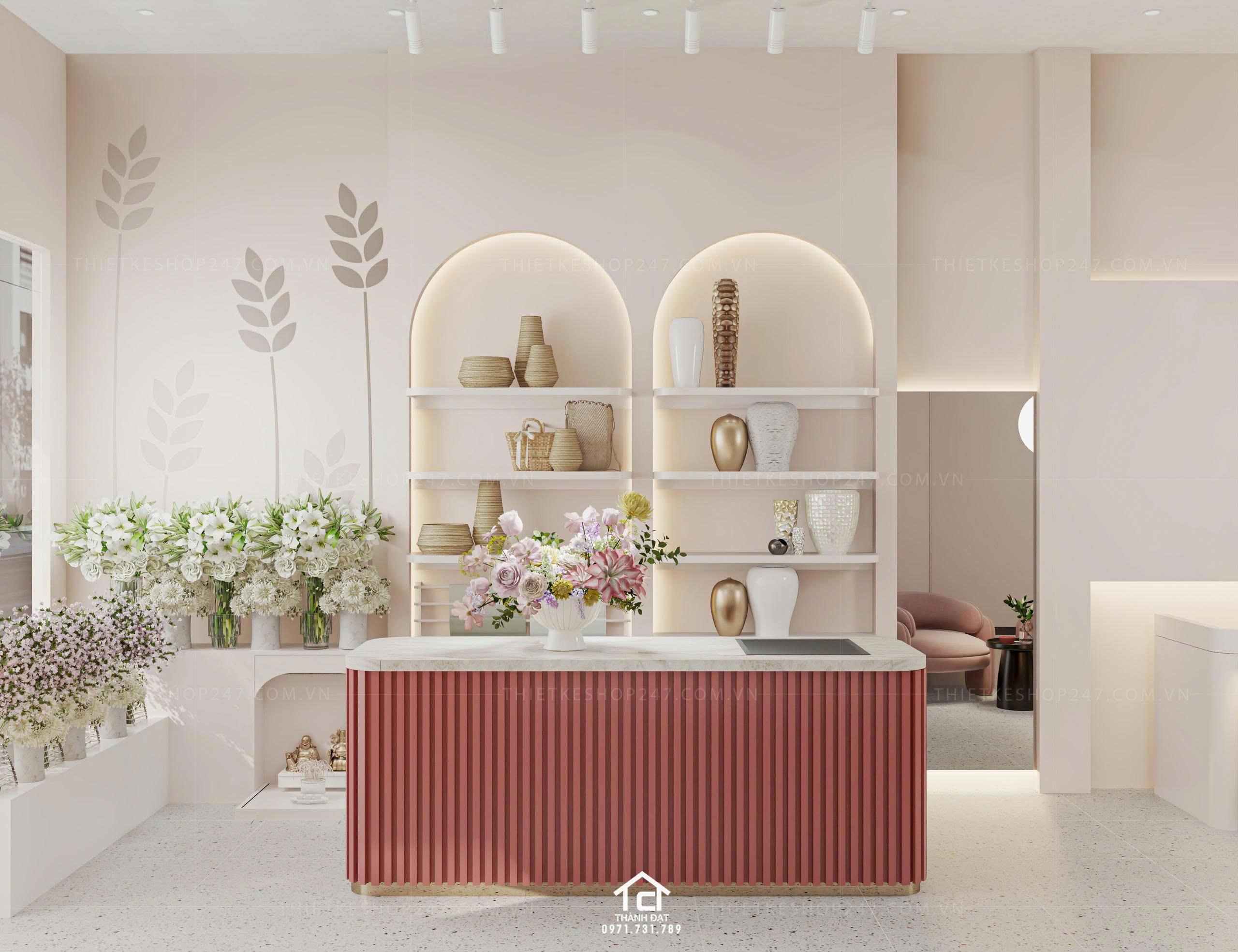 thiết kế shop hoa đẹp sinh động