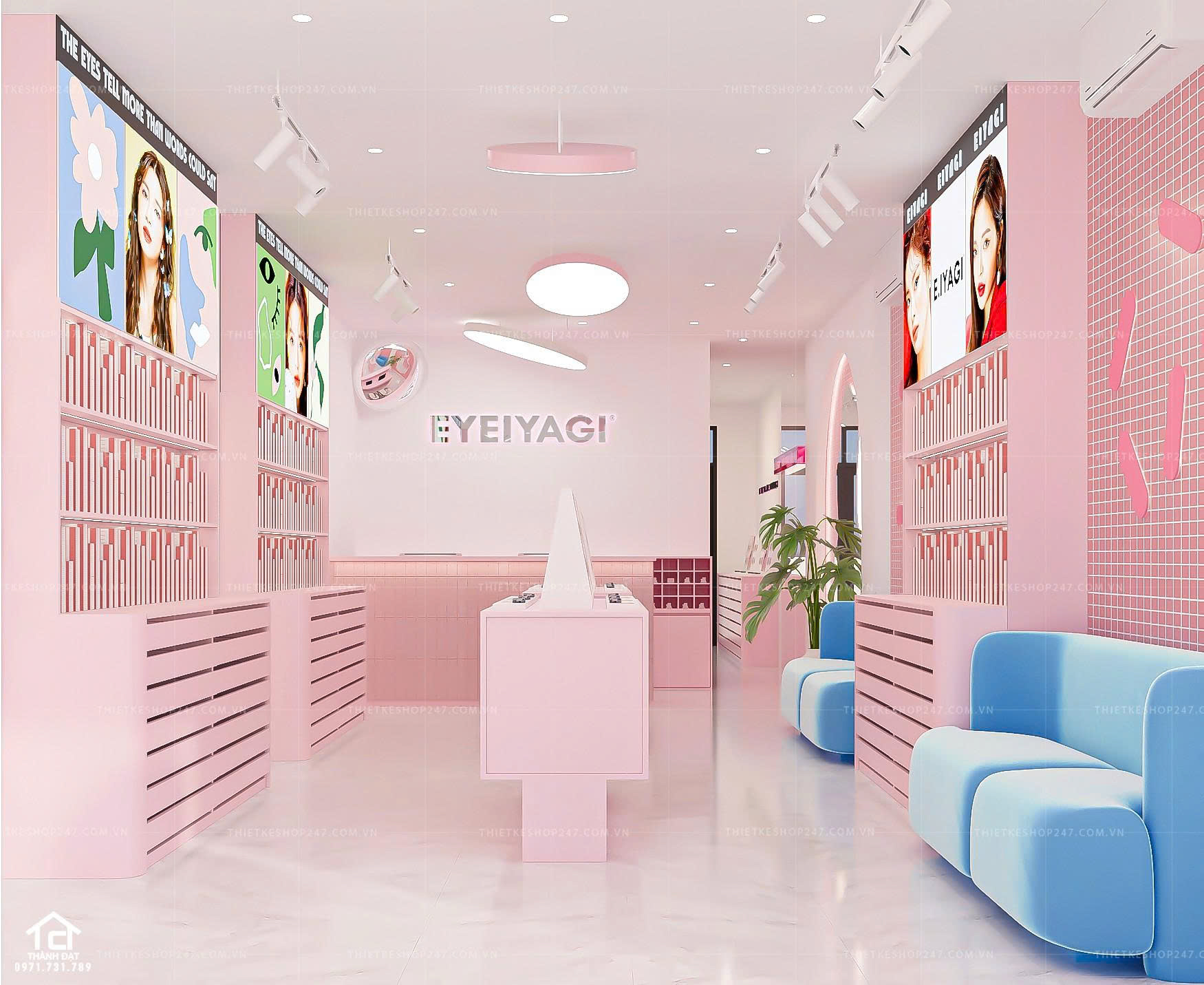 thiết kế shop kính len đẹp hiện đại