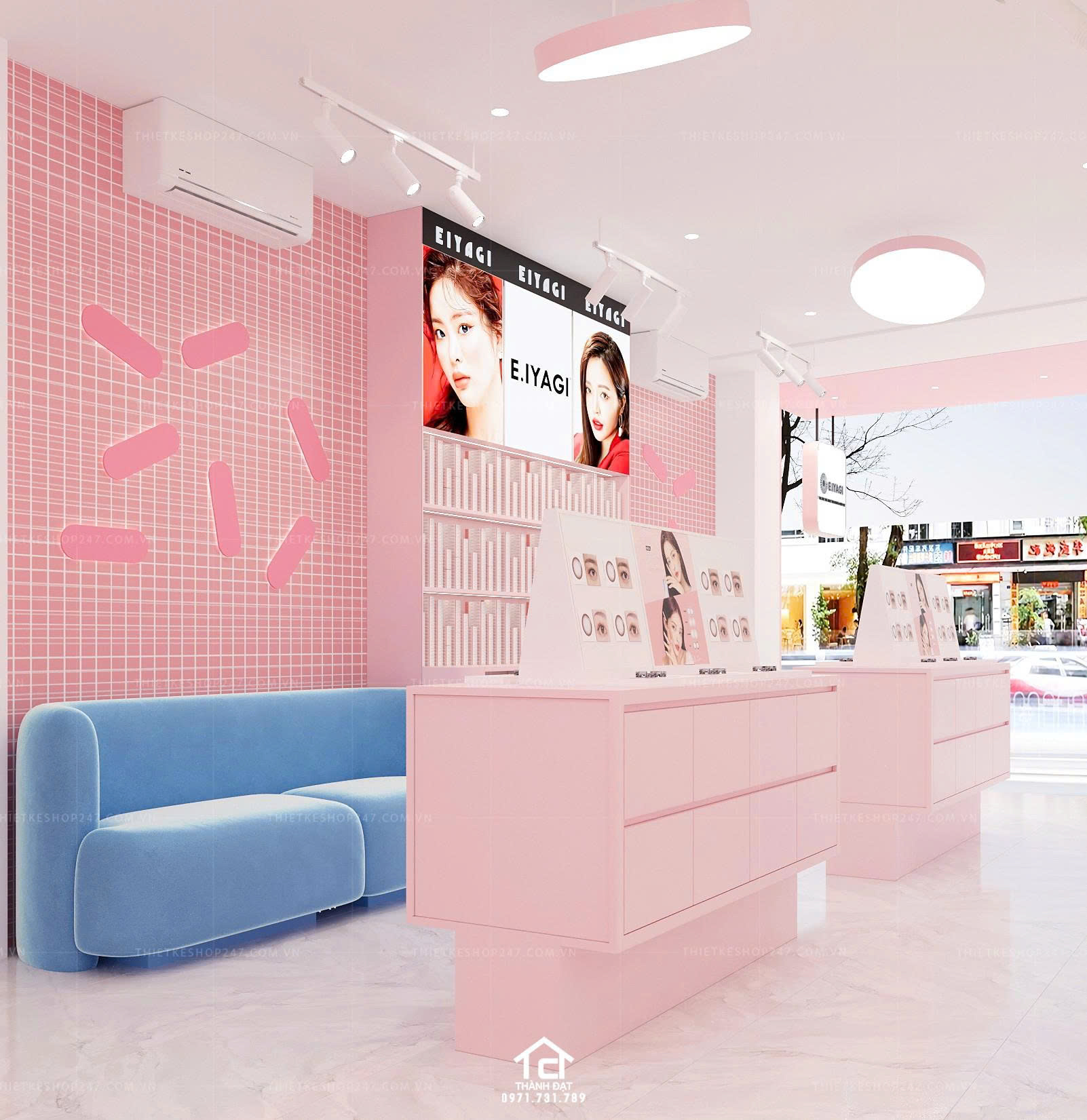 thiết kế shop kính len đẹp lung linh