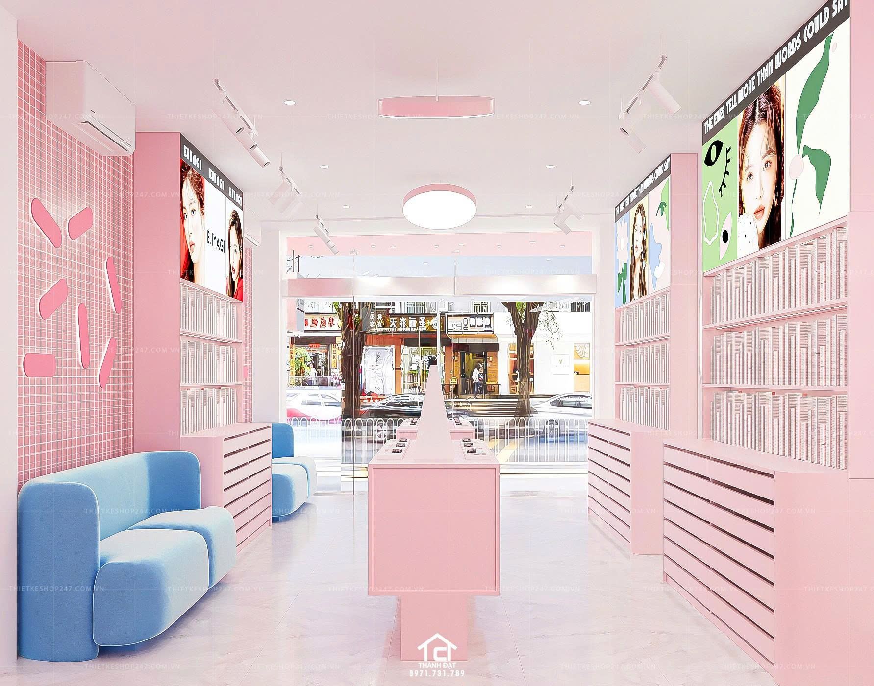 thiết kế shop kính len đẹp nổi bật