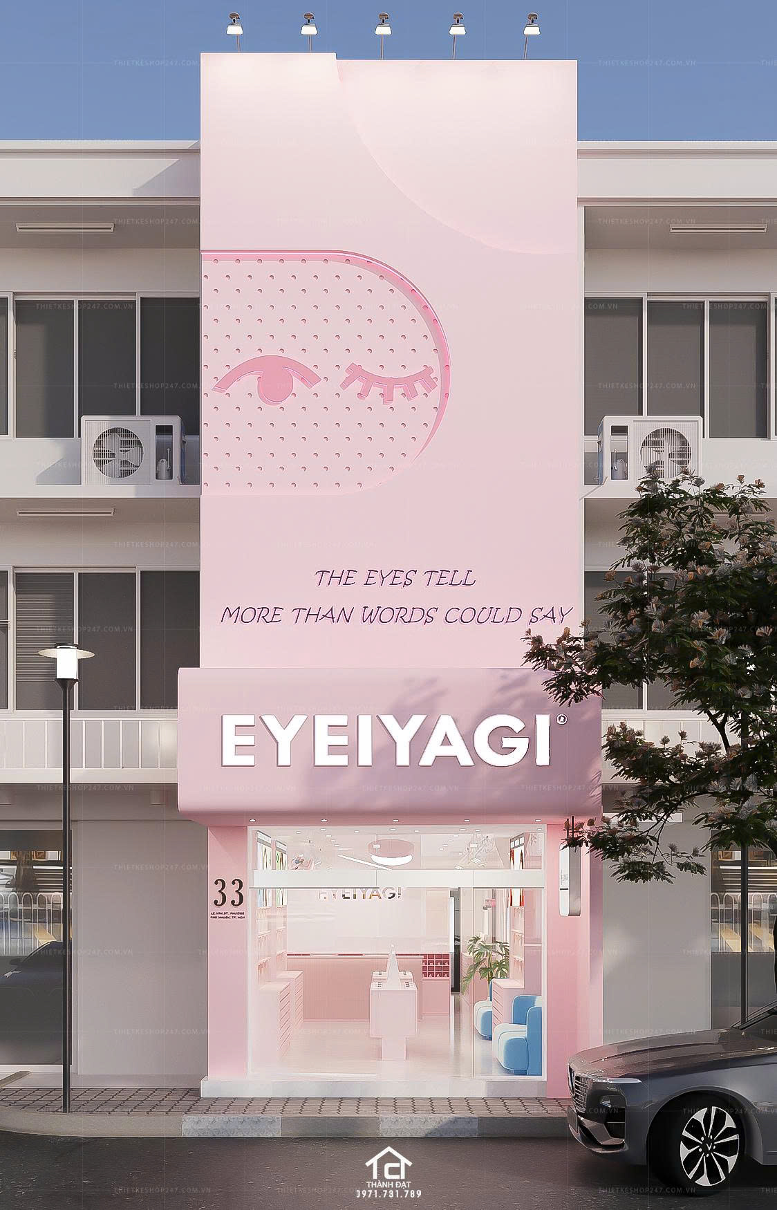 thiết kế shop kính len đẹp sang trọng