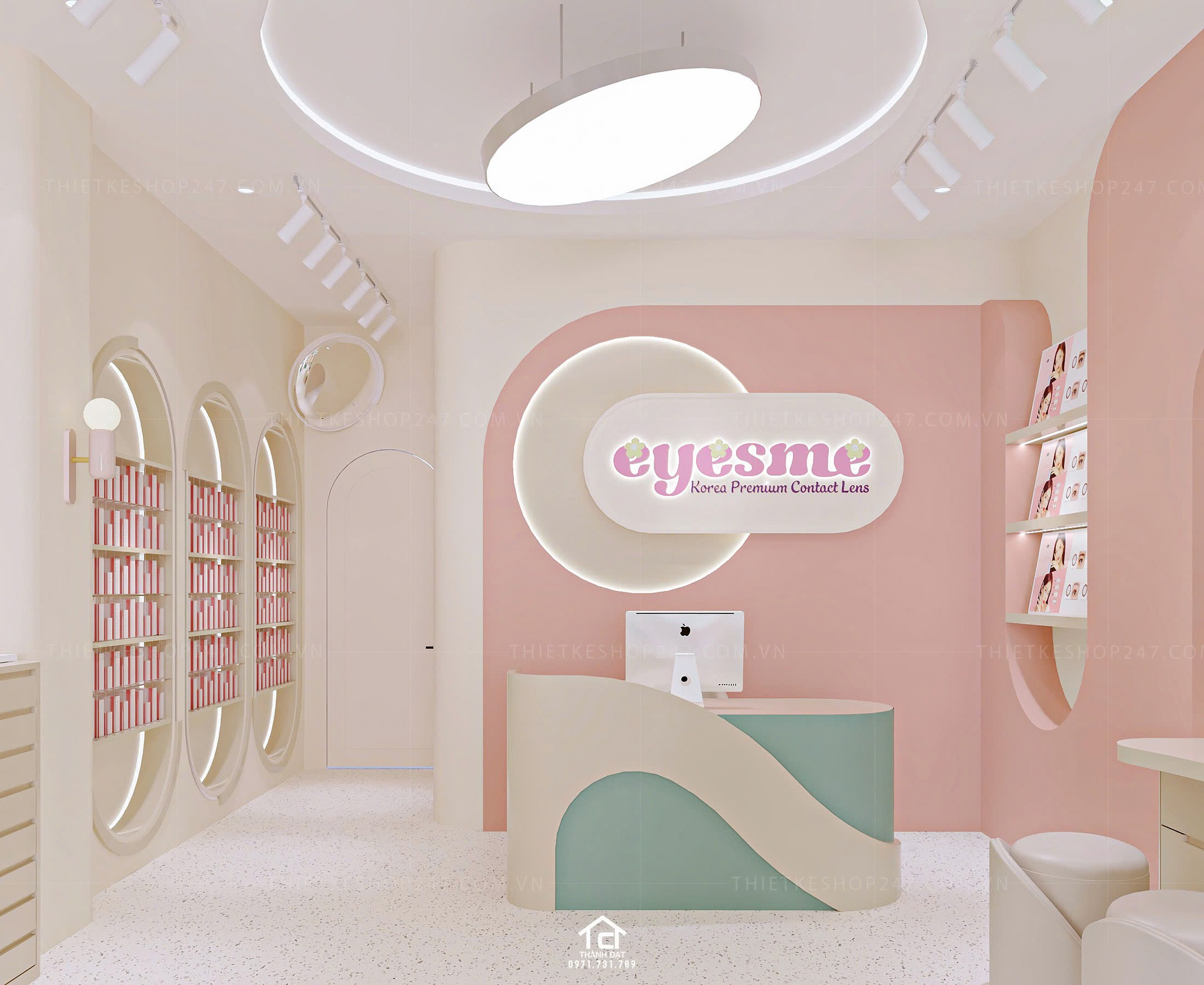 thiết kế shop len kính đẹp ấn tượng