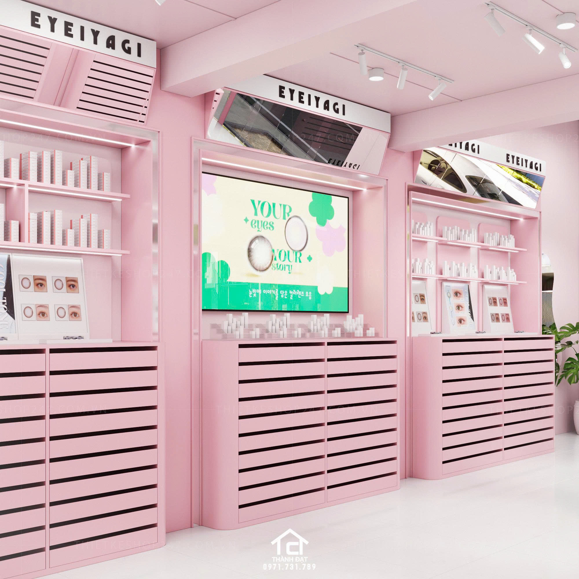 thiết kế shop len kính đẹp bắt mắt