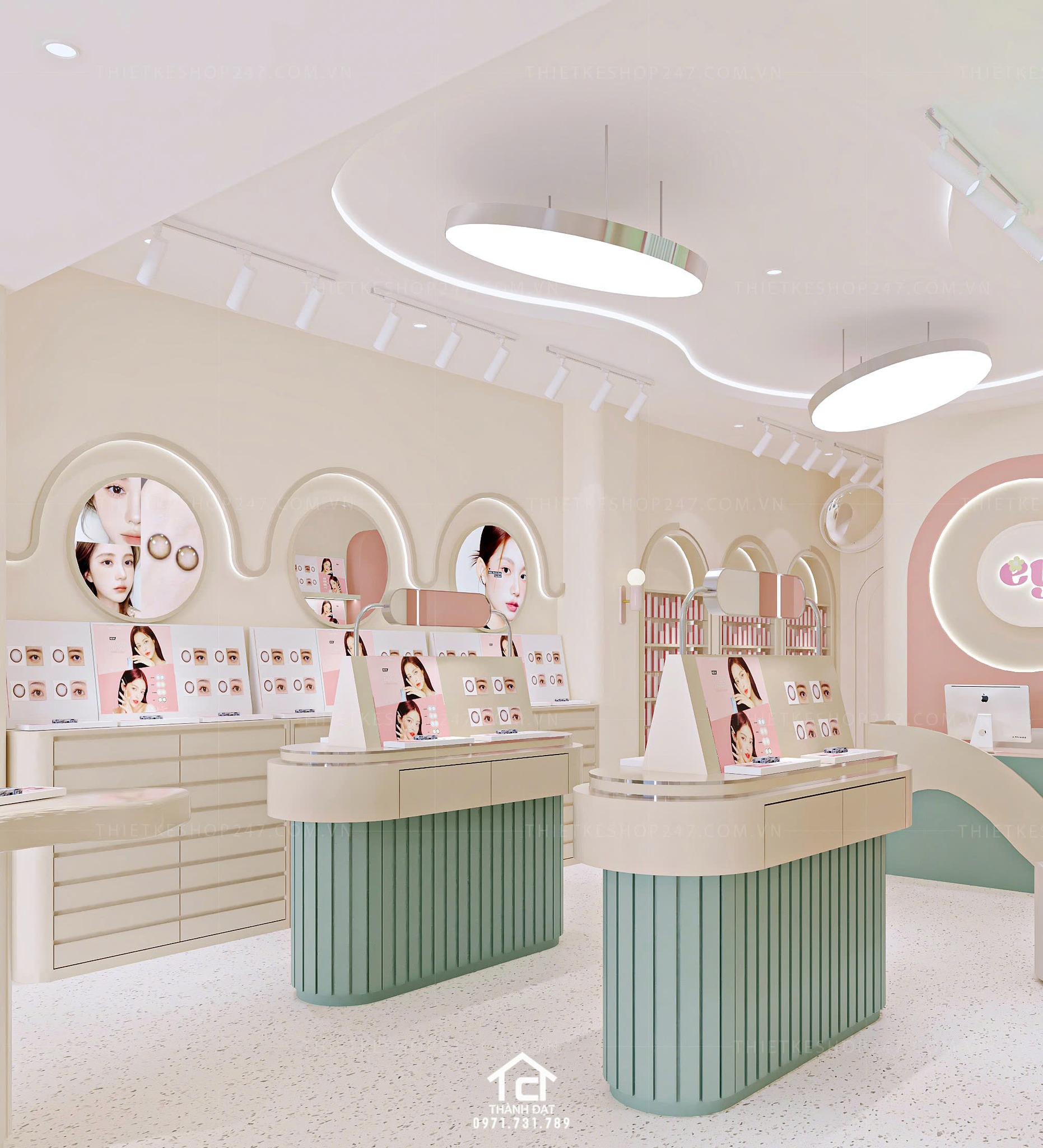 thiết kế shop len kính đẹp sinh động