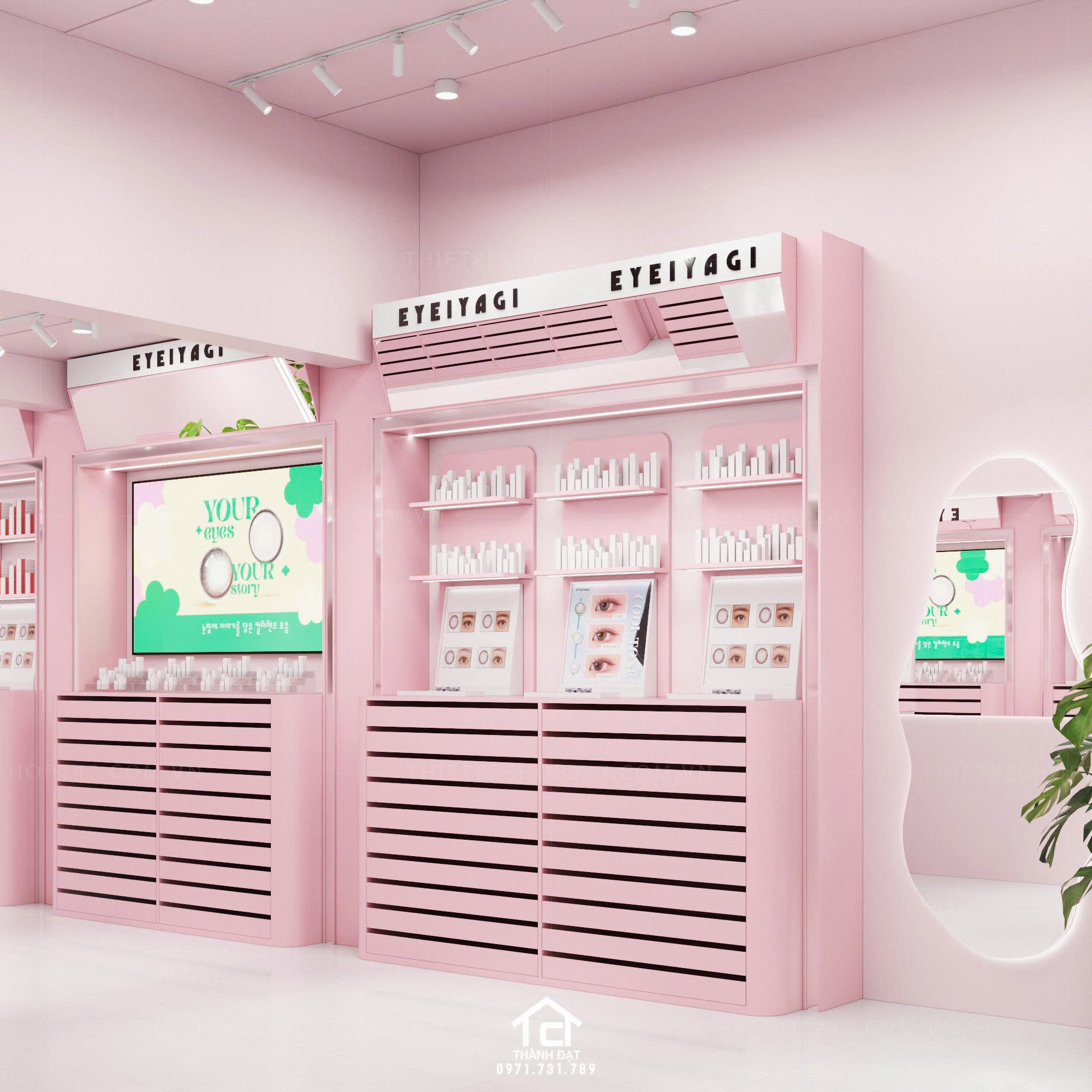 thiết kế shop len kính đẹp trẻ trung