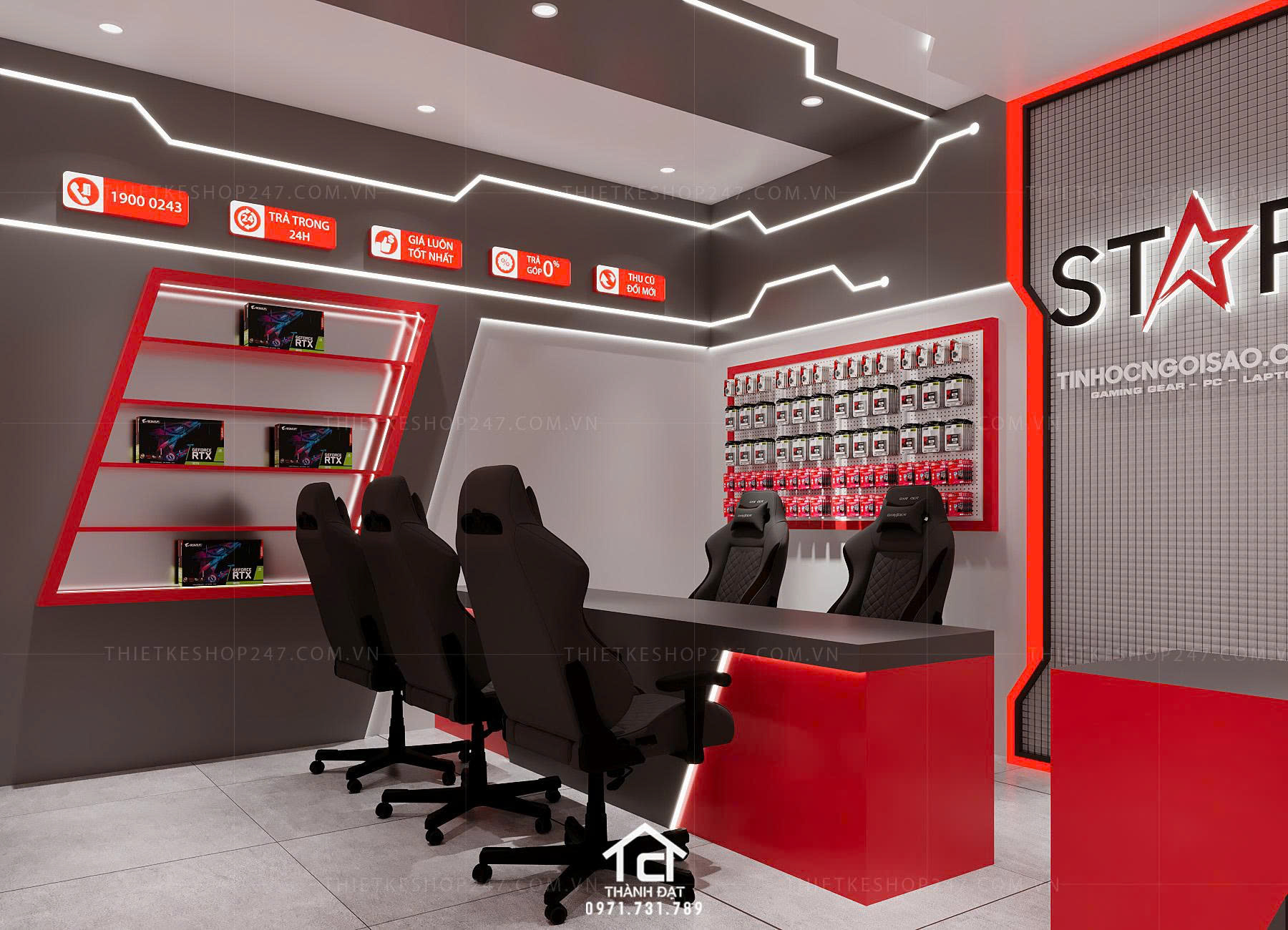 thiết kế shop máy tính đẹp bắt mắt