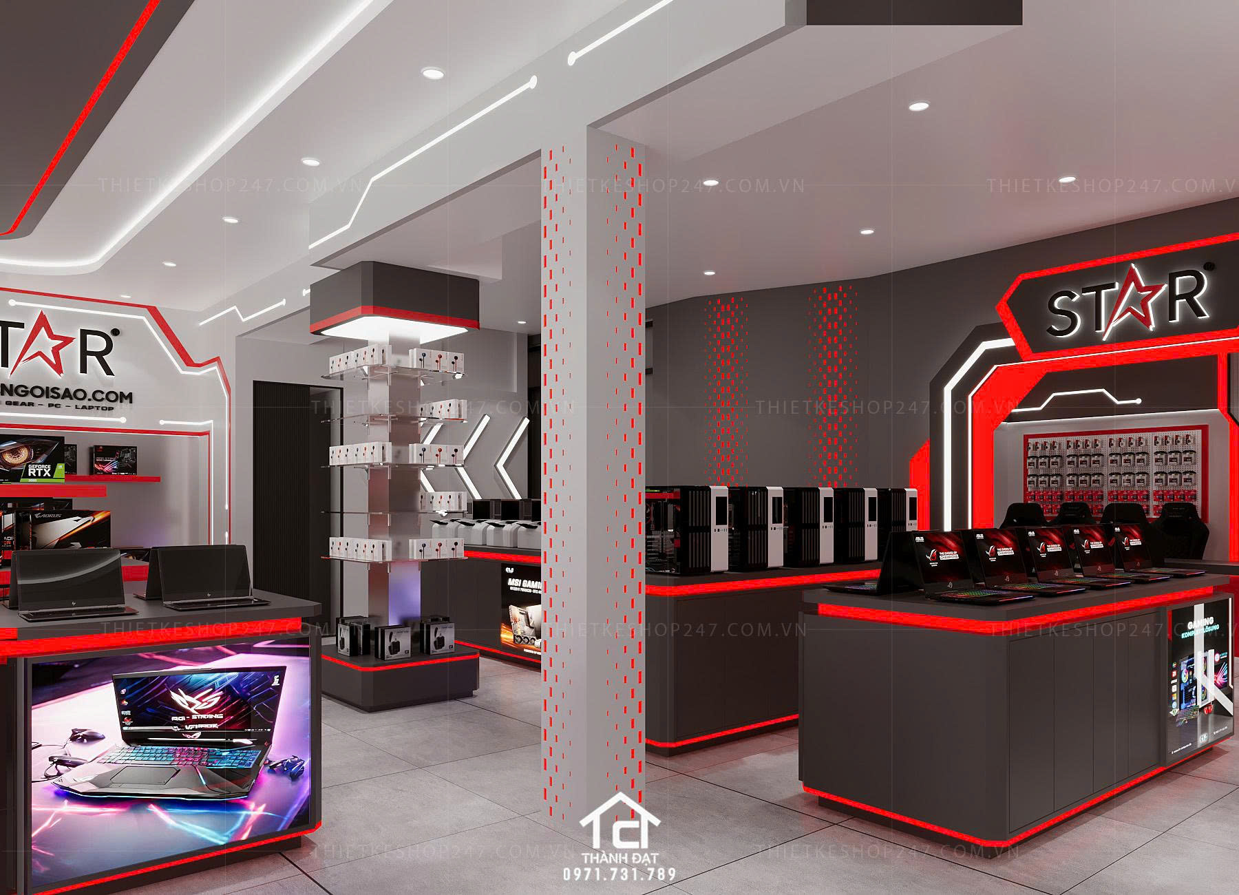 thiết kế shop máy tính đẹp lôi cuốn