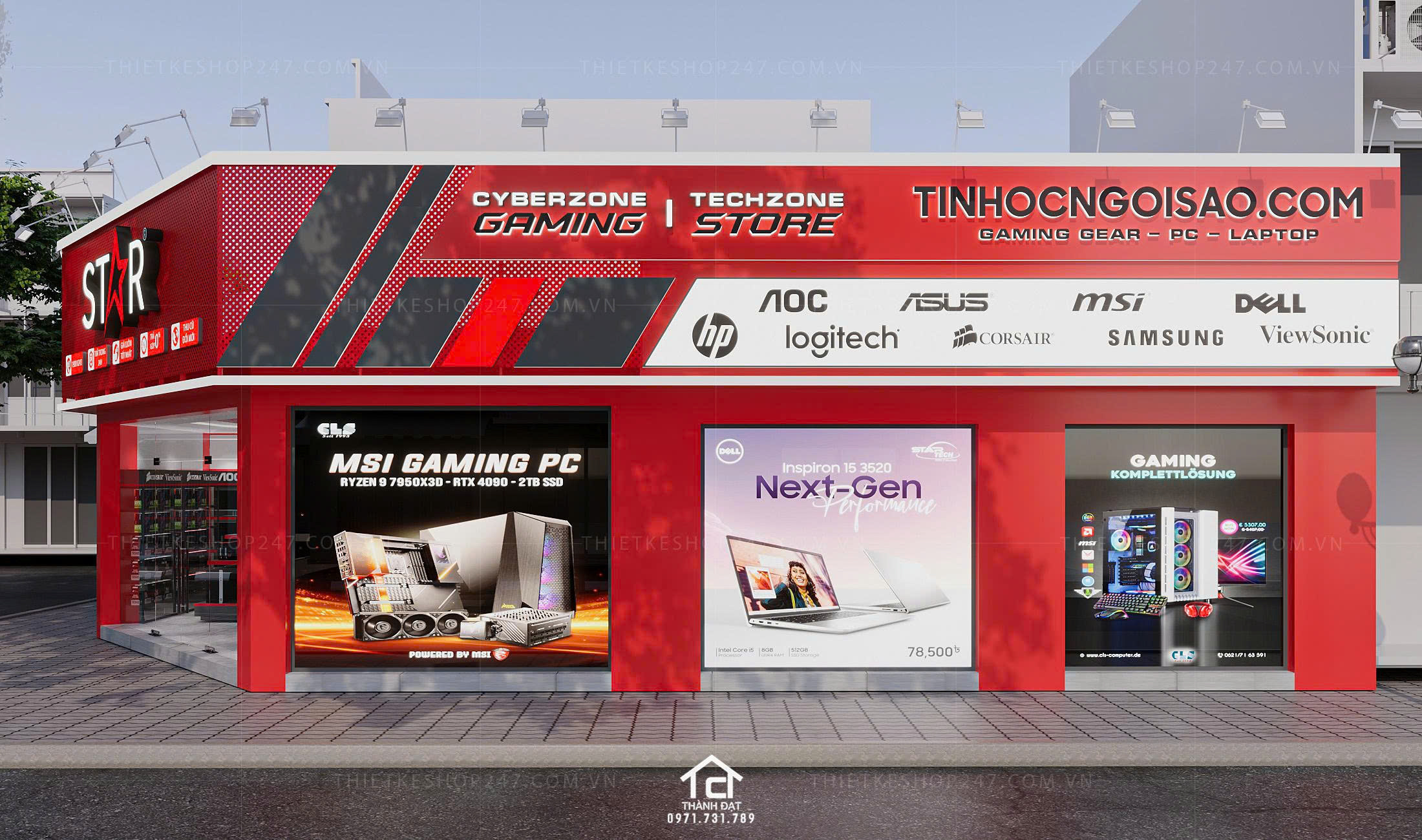 thiết kế shop máy tính đẹp nổi bật