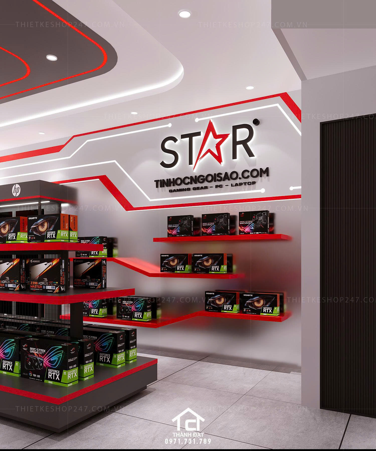 thiết kế shop máy tính hiện đại
