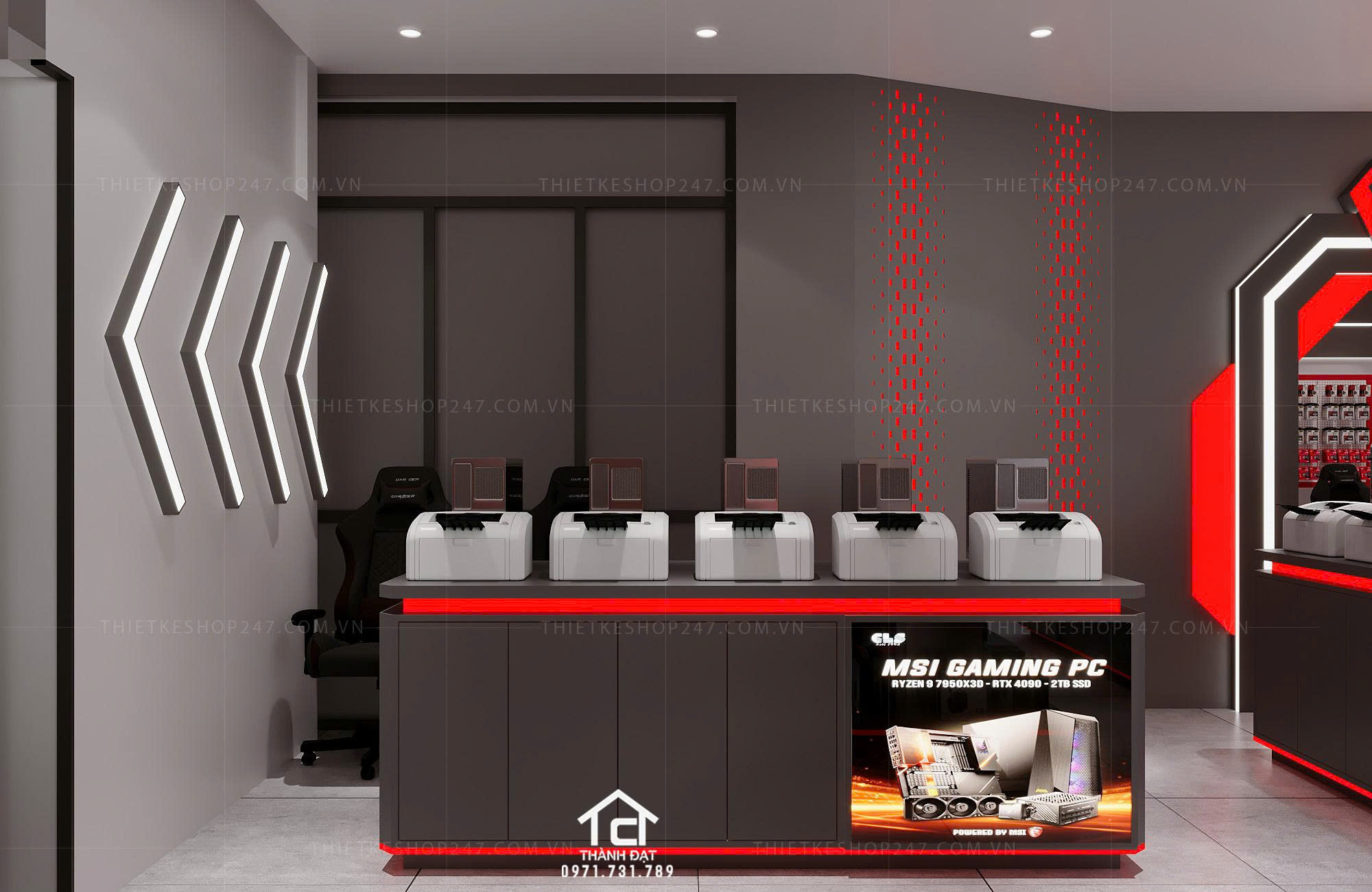 thiết kế shop máy tính sang trọng