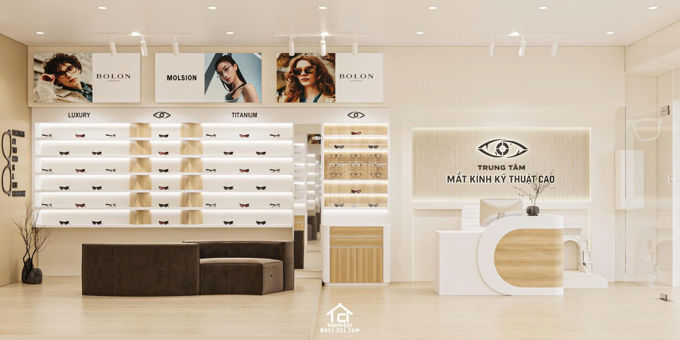thiết kế shop mắt kính đẹp ấn tượng