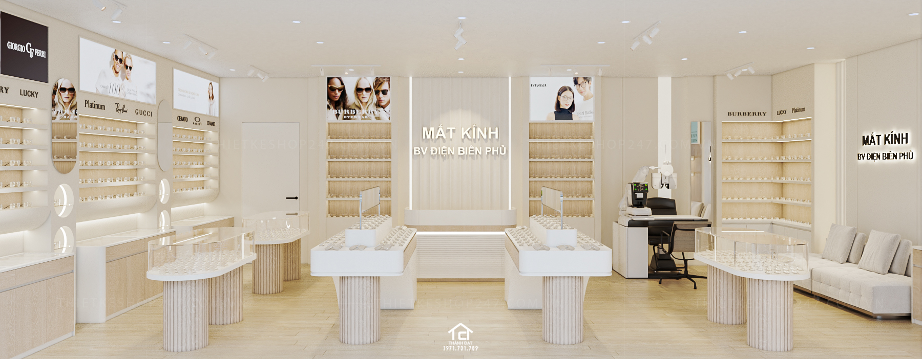 thiết kế shop mắt kính đẹp hiện đại