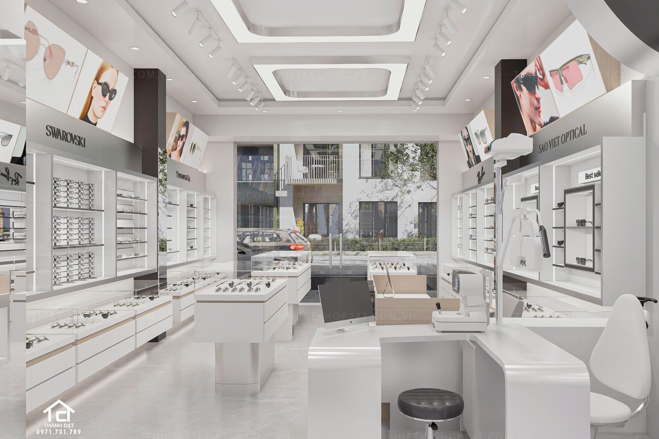 thiết kế shop mắt kính đẹp hiện đại