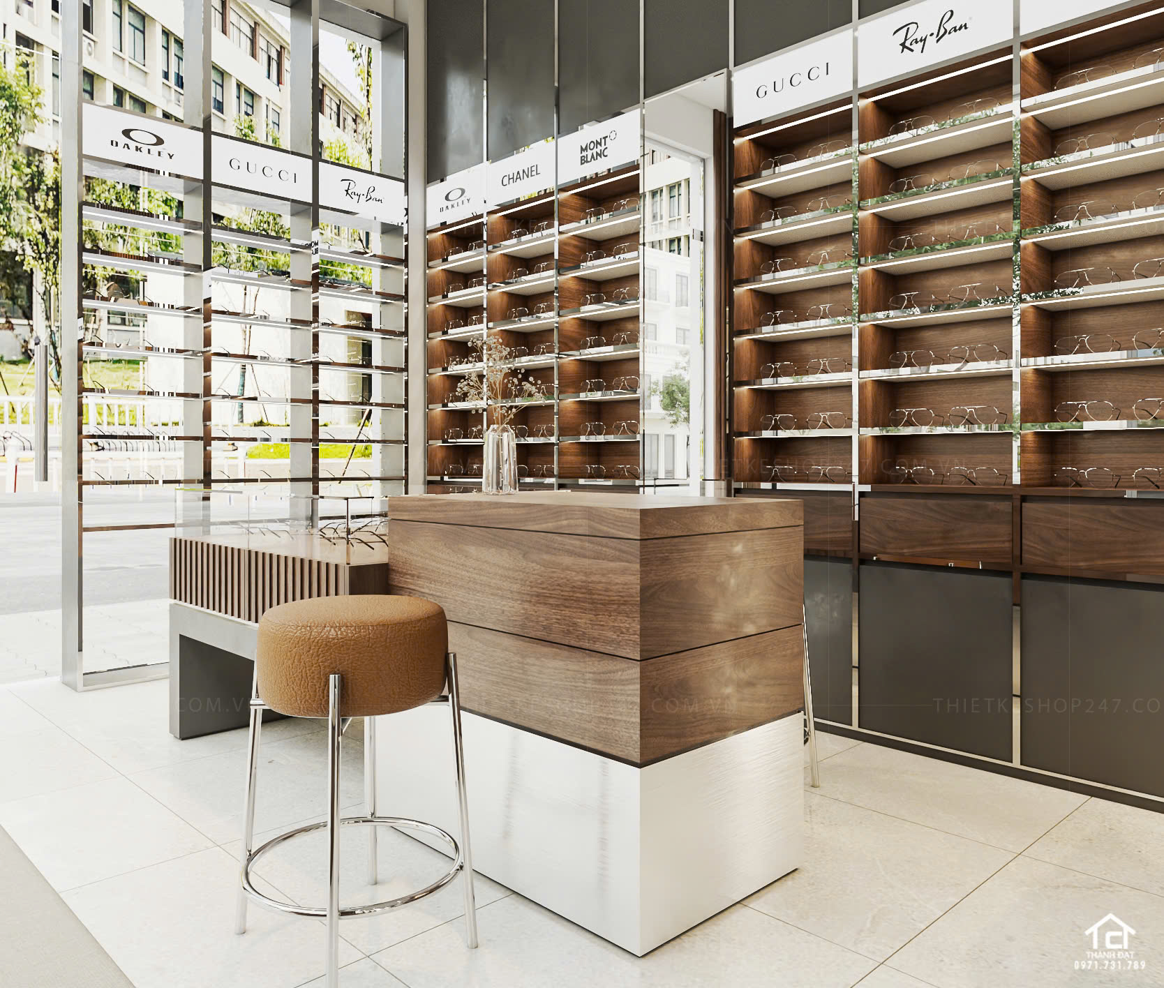 thiết kế shop mắt kính đẹp lôi cuốn