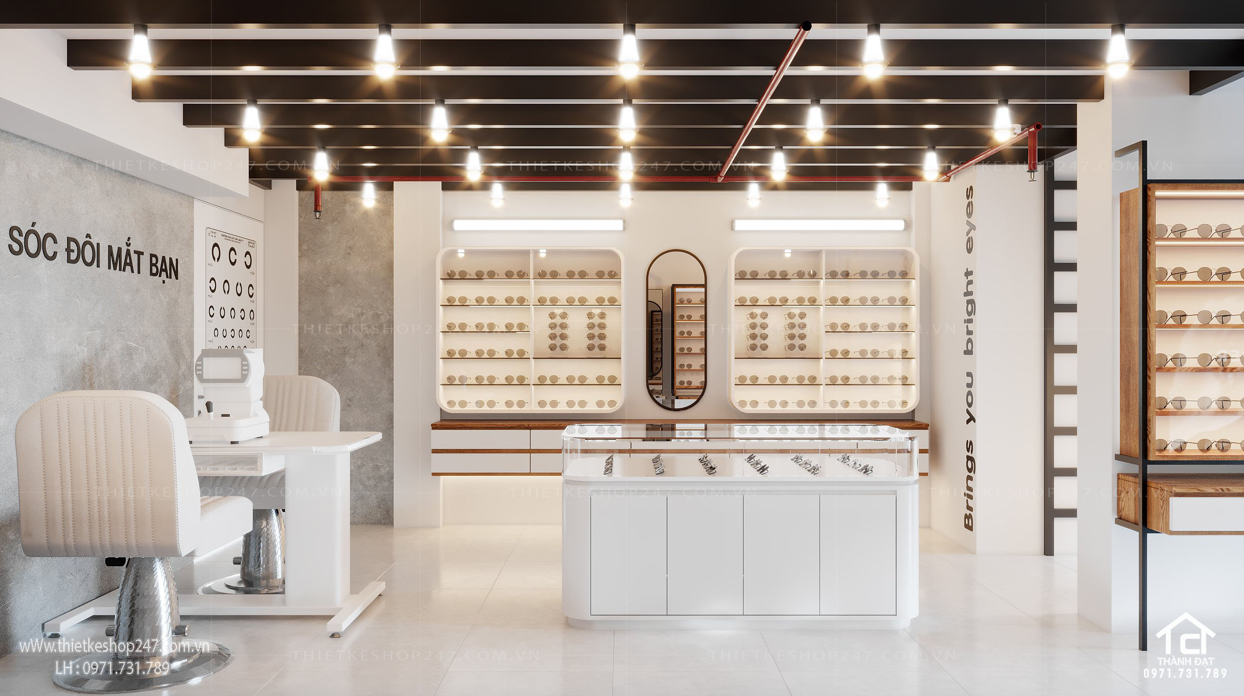 thiết kế shop mắt kính đẹp lôi cuốn