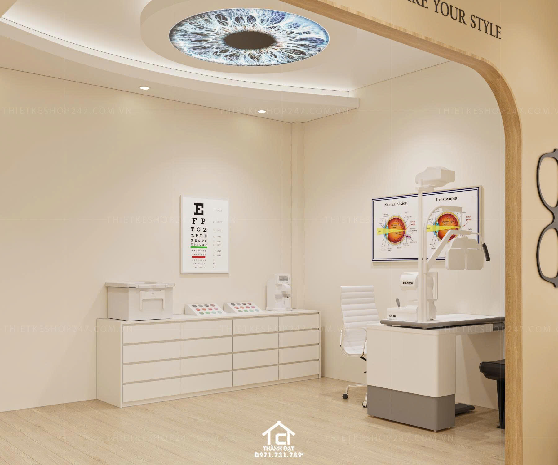 thiết kế shop mắt kính đẹp lung linh