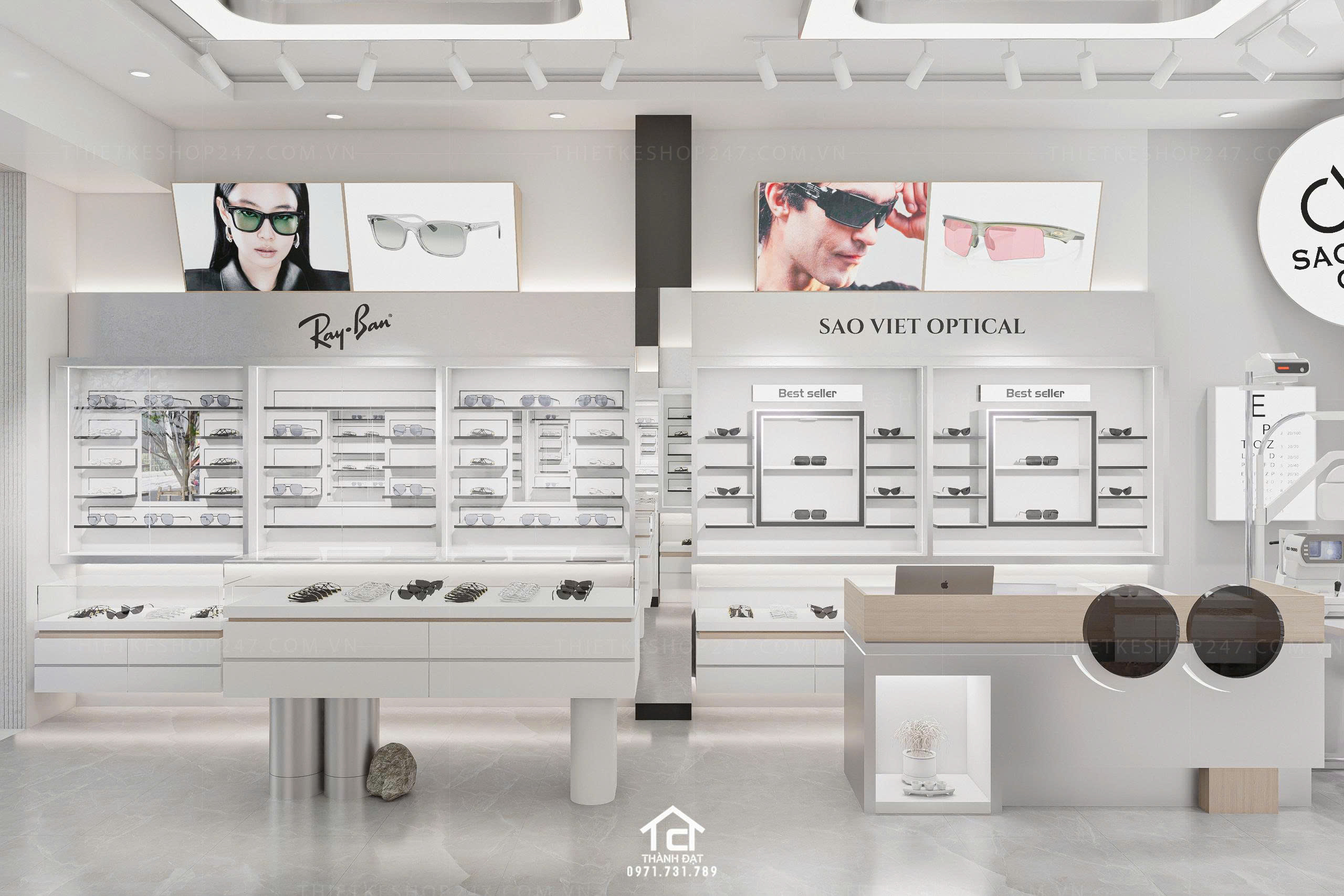 thiết kế shop mắt kính đẹp năng động